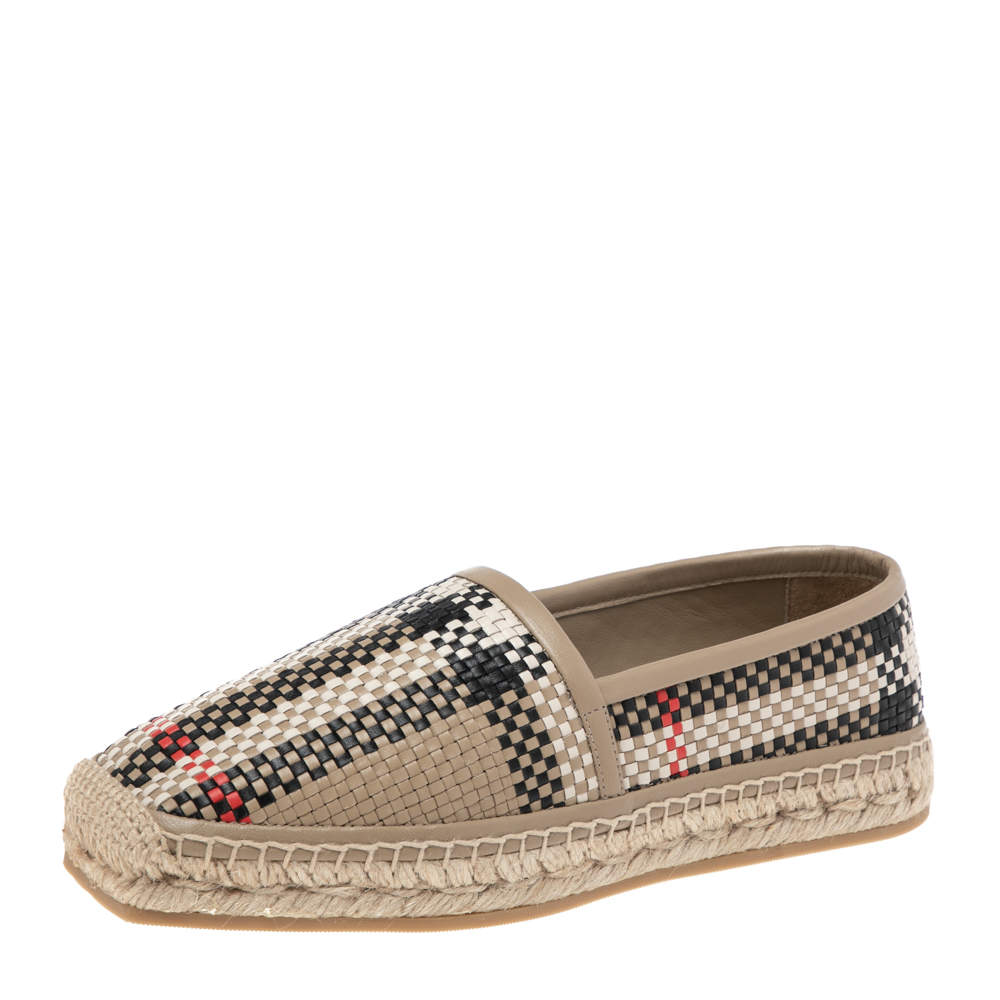 Burberry Archive Beige Woven Leather Espadrille Flats Size 36 Burberry | TLC