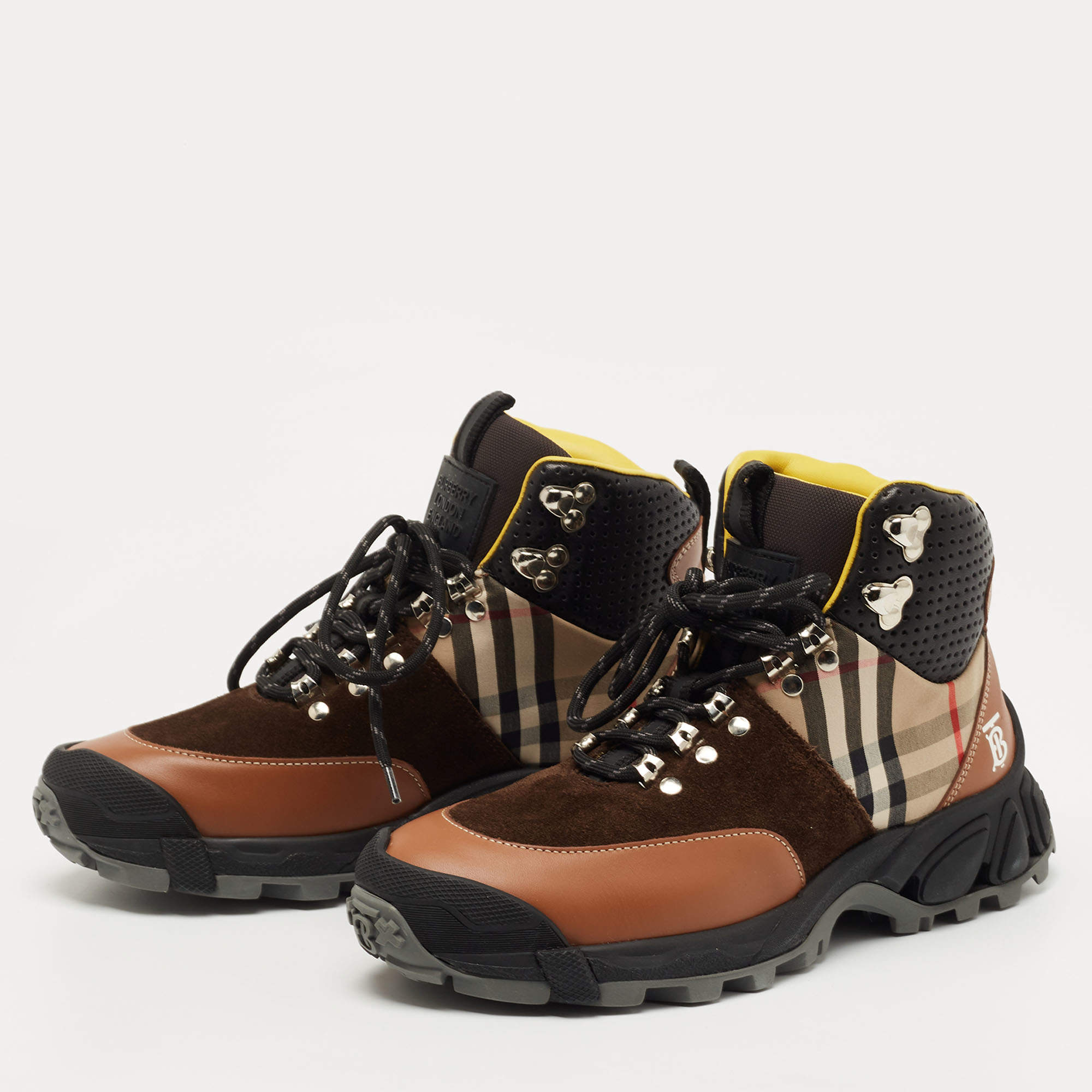 Burberry Brown House Check Leather and Suede Tor Hiking Boots Size 36  Burberry | TLC