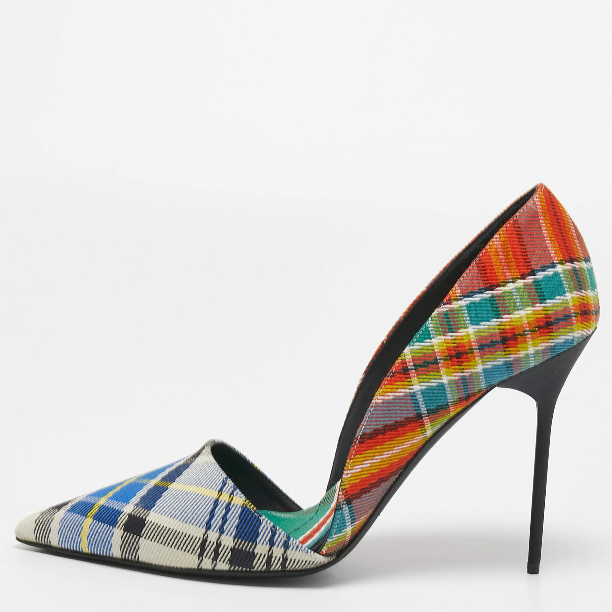 Pre Owned Burberry Multicolor Canvas Virna D'orsay Pointed Toe Pumps Size 40
