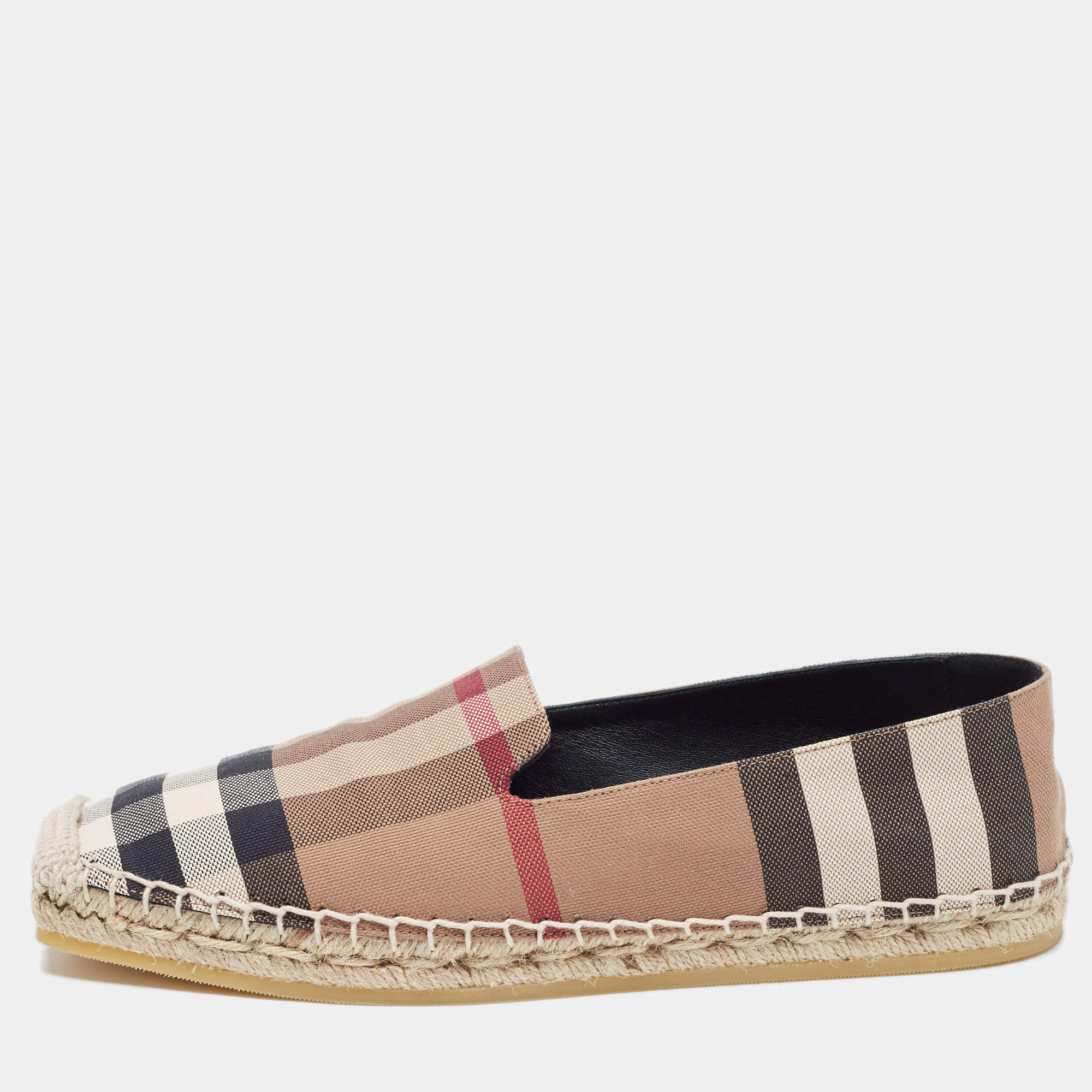 Burberry Brown House Check Espadrille Flats Size 37