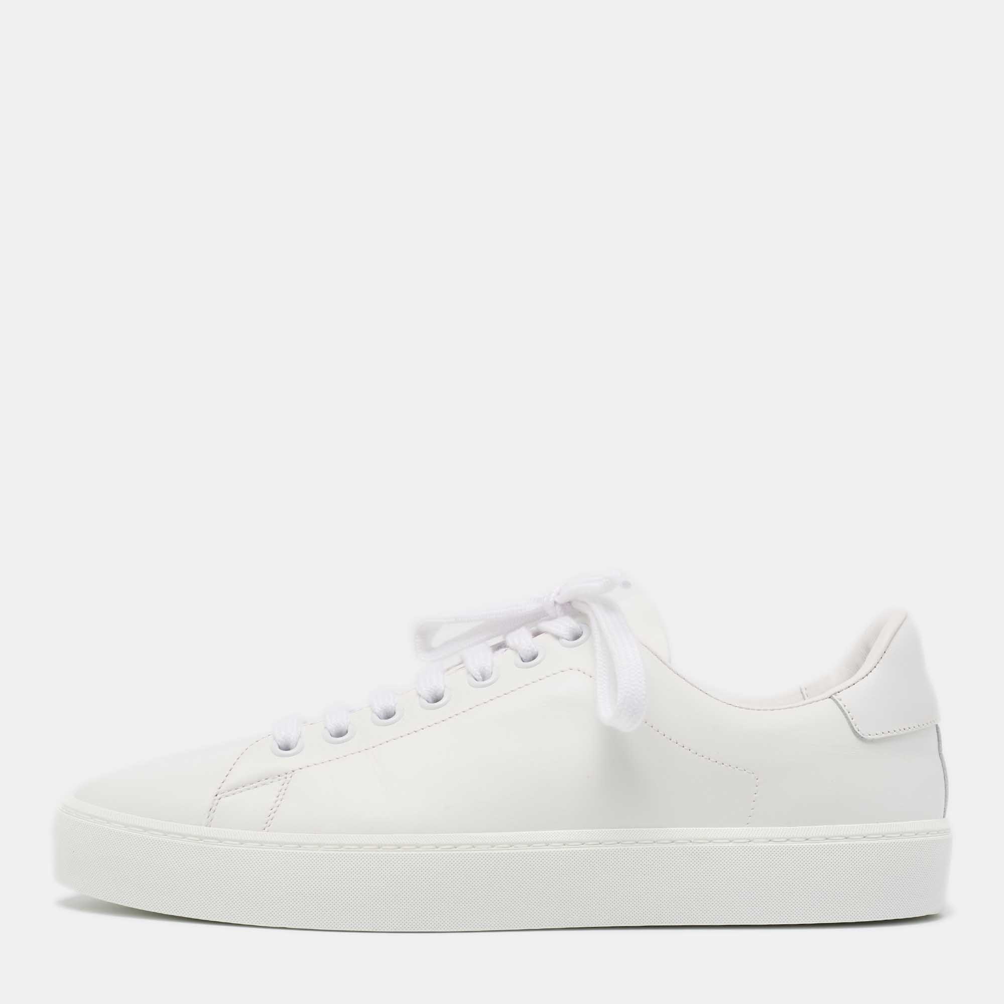 Pre Owned Burberry White Leather Westford Low Top Sneakers Size 39.5 