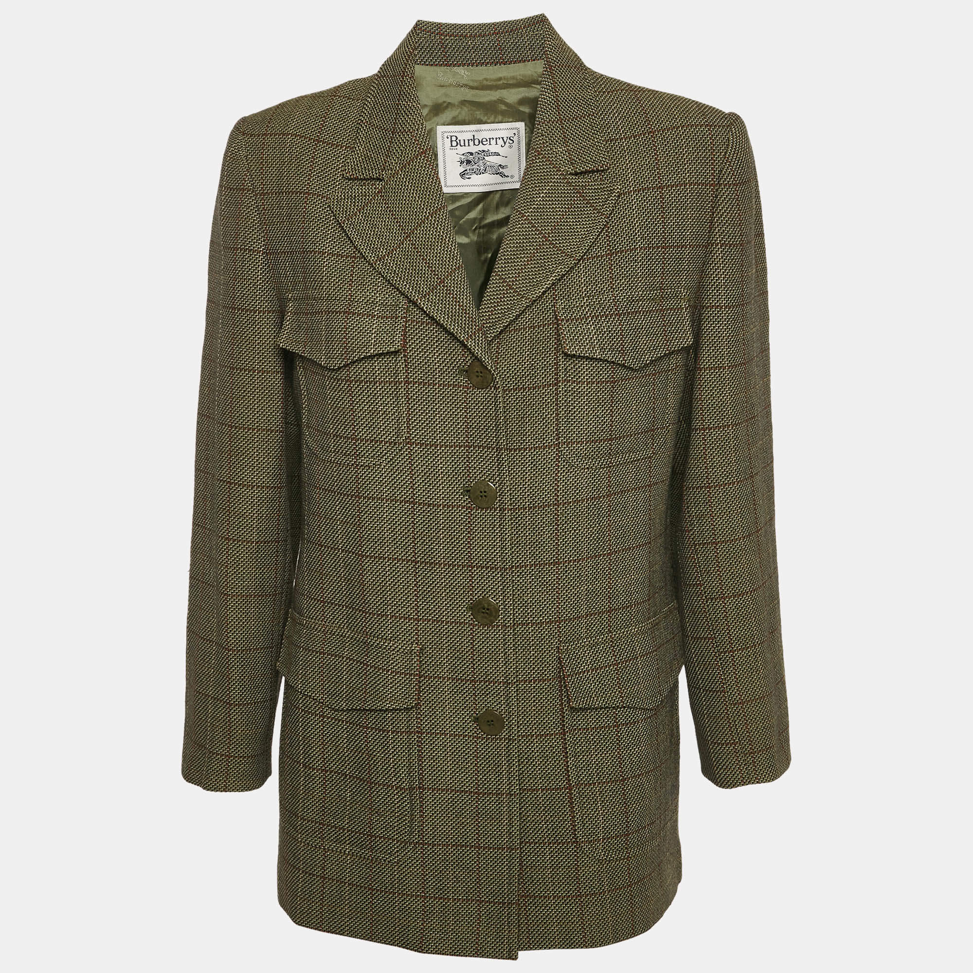 Burberry Prorsum Vintage Green Check Wool Blazer M