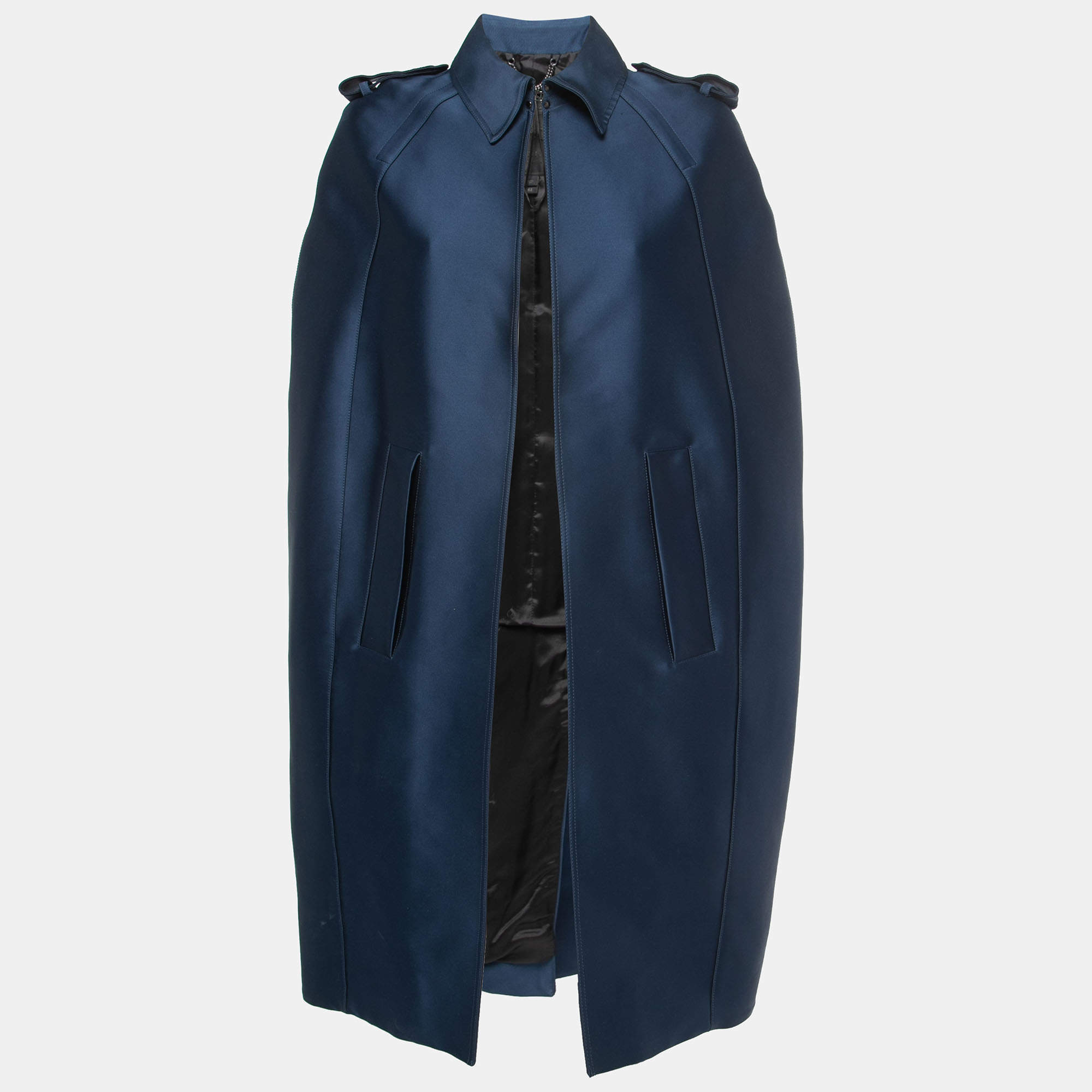Pre Owned Burberry Prorsum Blue Satin Cape M