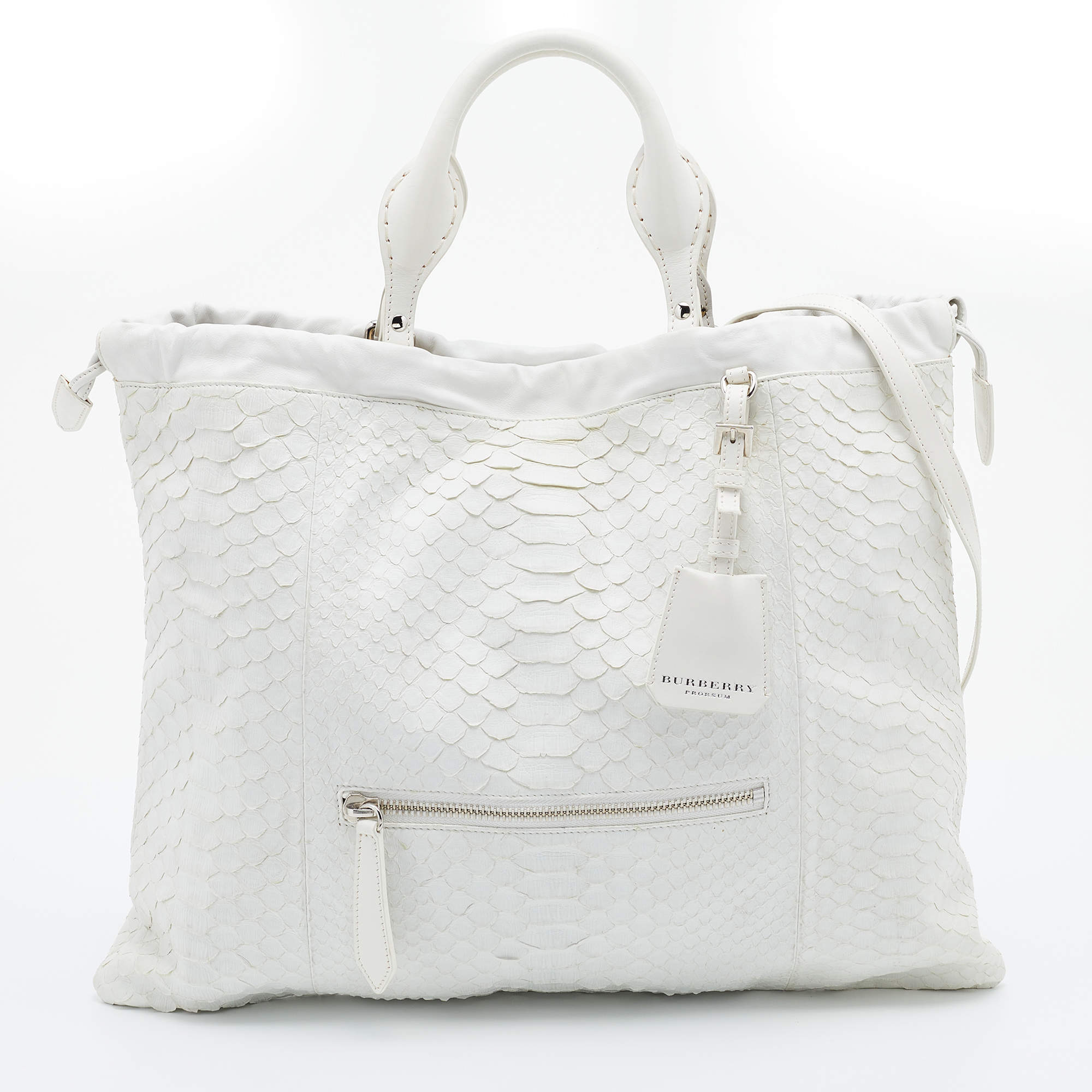 Burberry Prorsum White Python Limited Edition Drawstring Tote