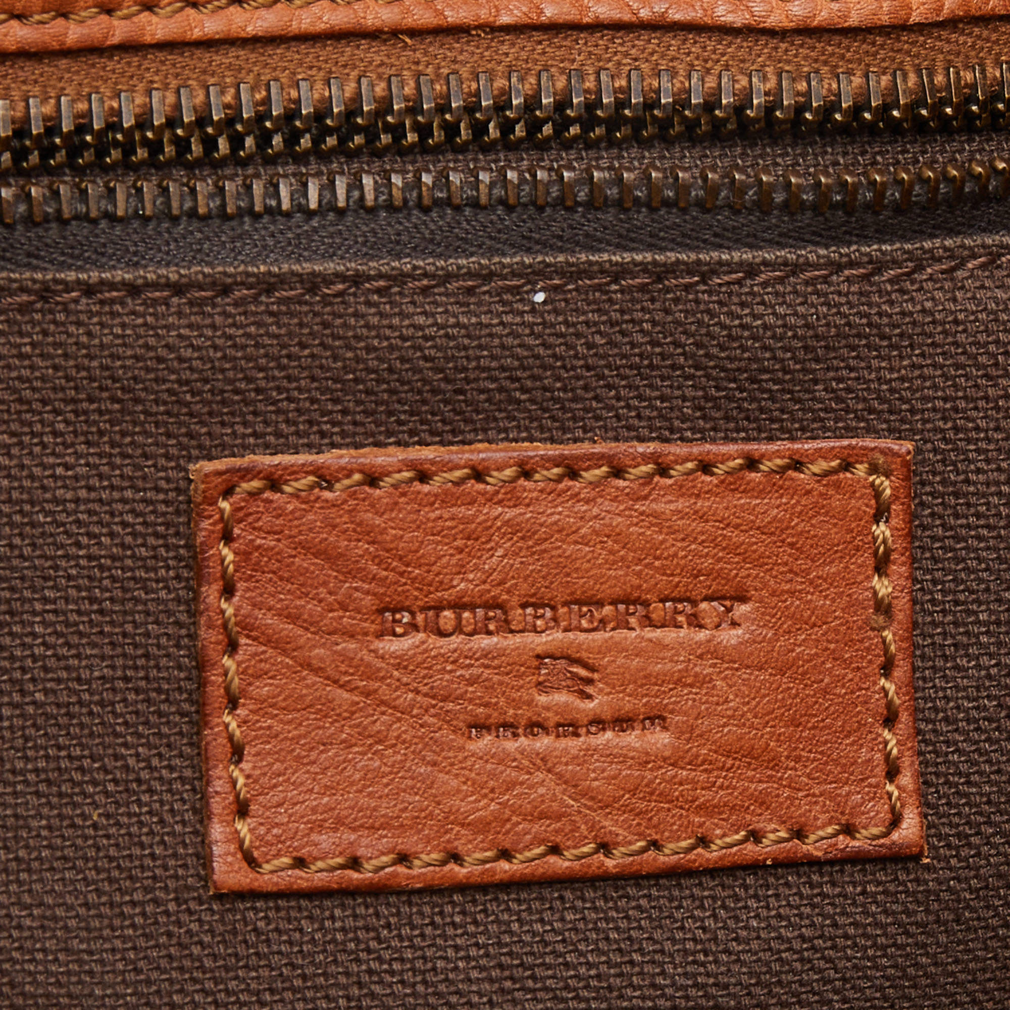 Pre Owned Burberry Beige/Brown House Check Canvas and Leather Shoulder Bag