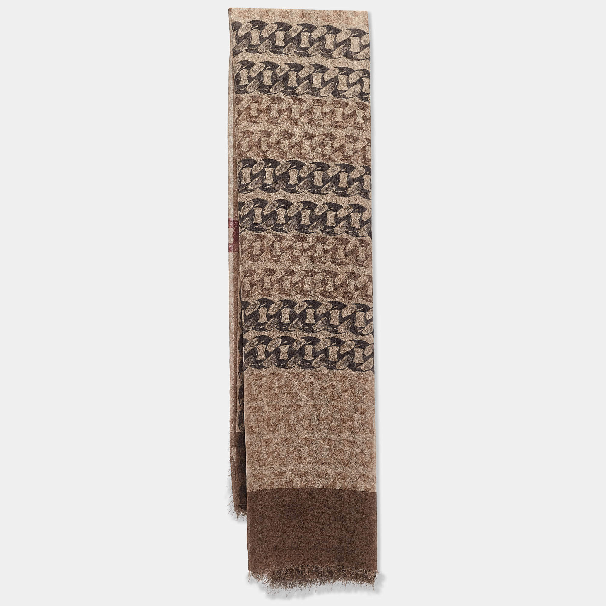 مملوكة مسبقًا Burberry Grey Chain Print Chiffon Square Scarf 