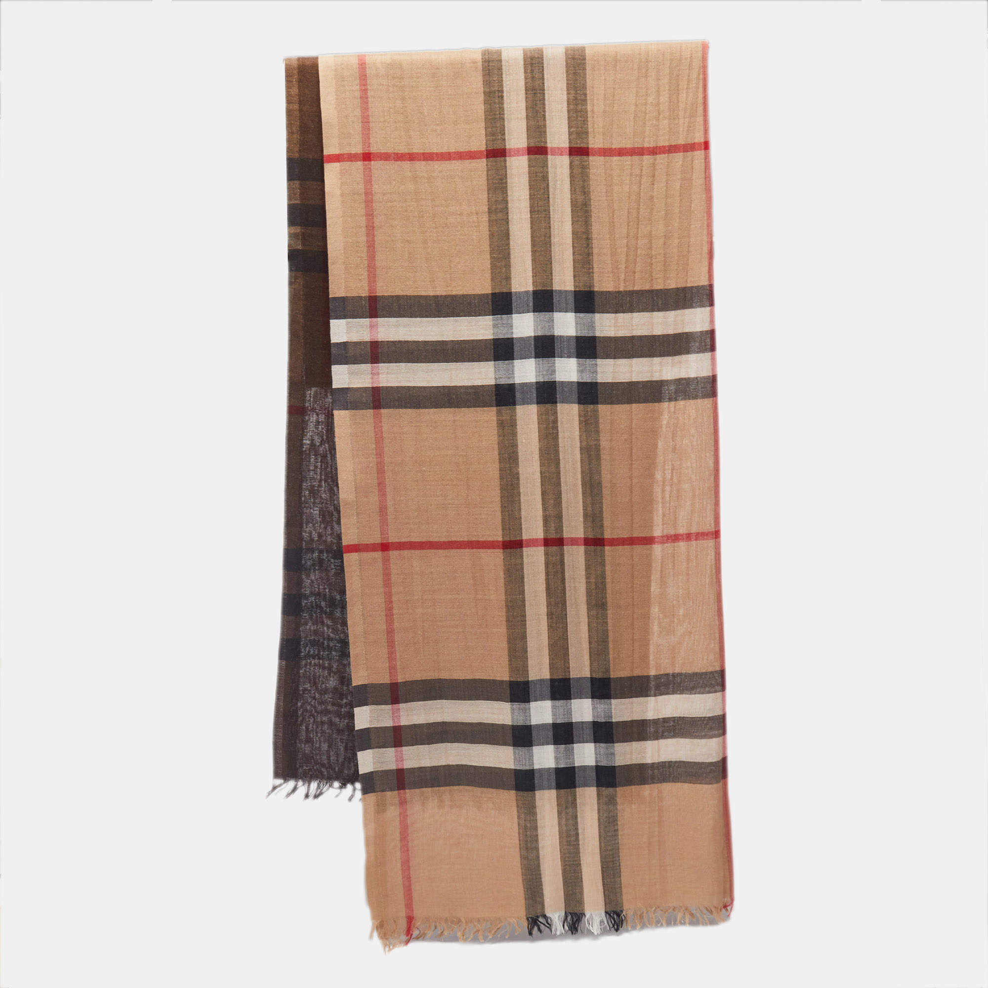 Burberry Beige Checked Silk Scarf
