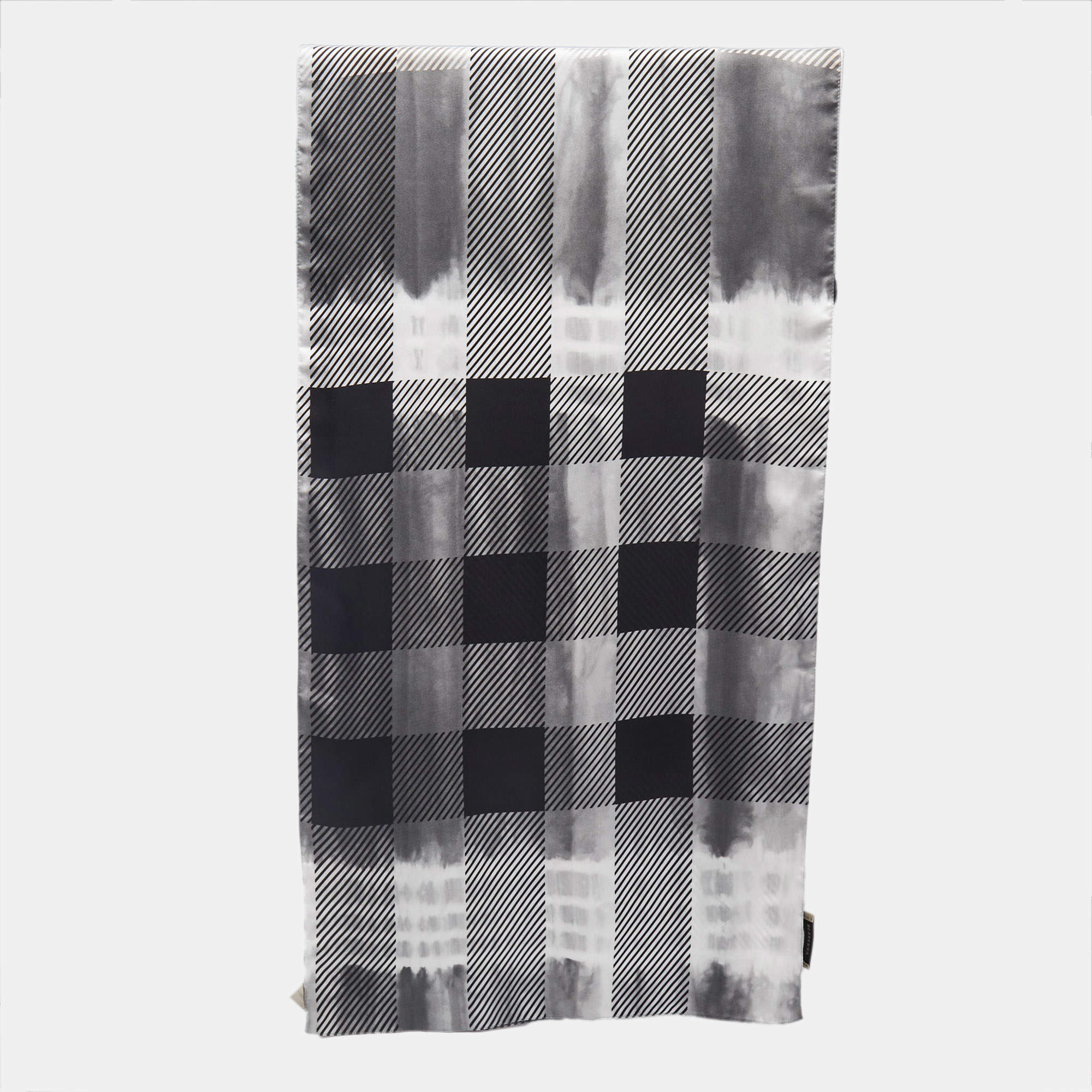Burberry Black Checked Silk Scarf