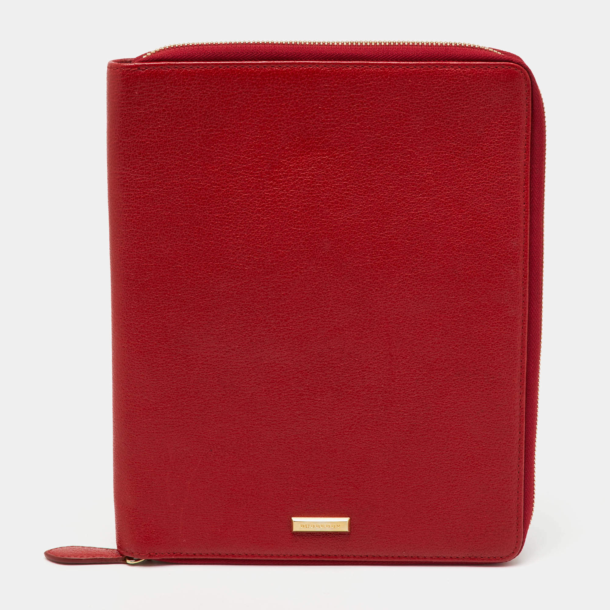 Burberry Red Leather Zip Around iPad Case