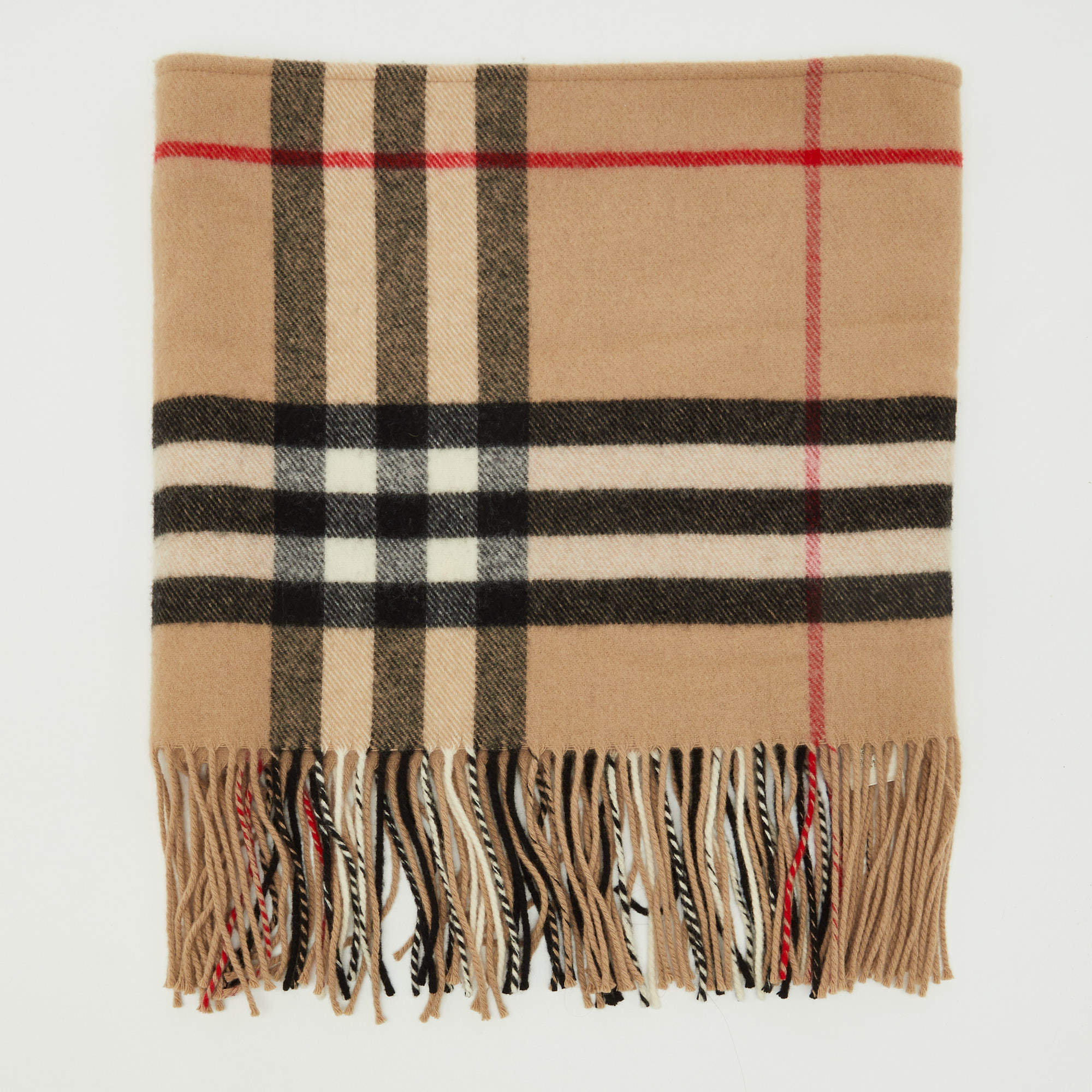 Pre Owned Burberry Brown House Check Merino Wool & Cashmere Infinity Scarf