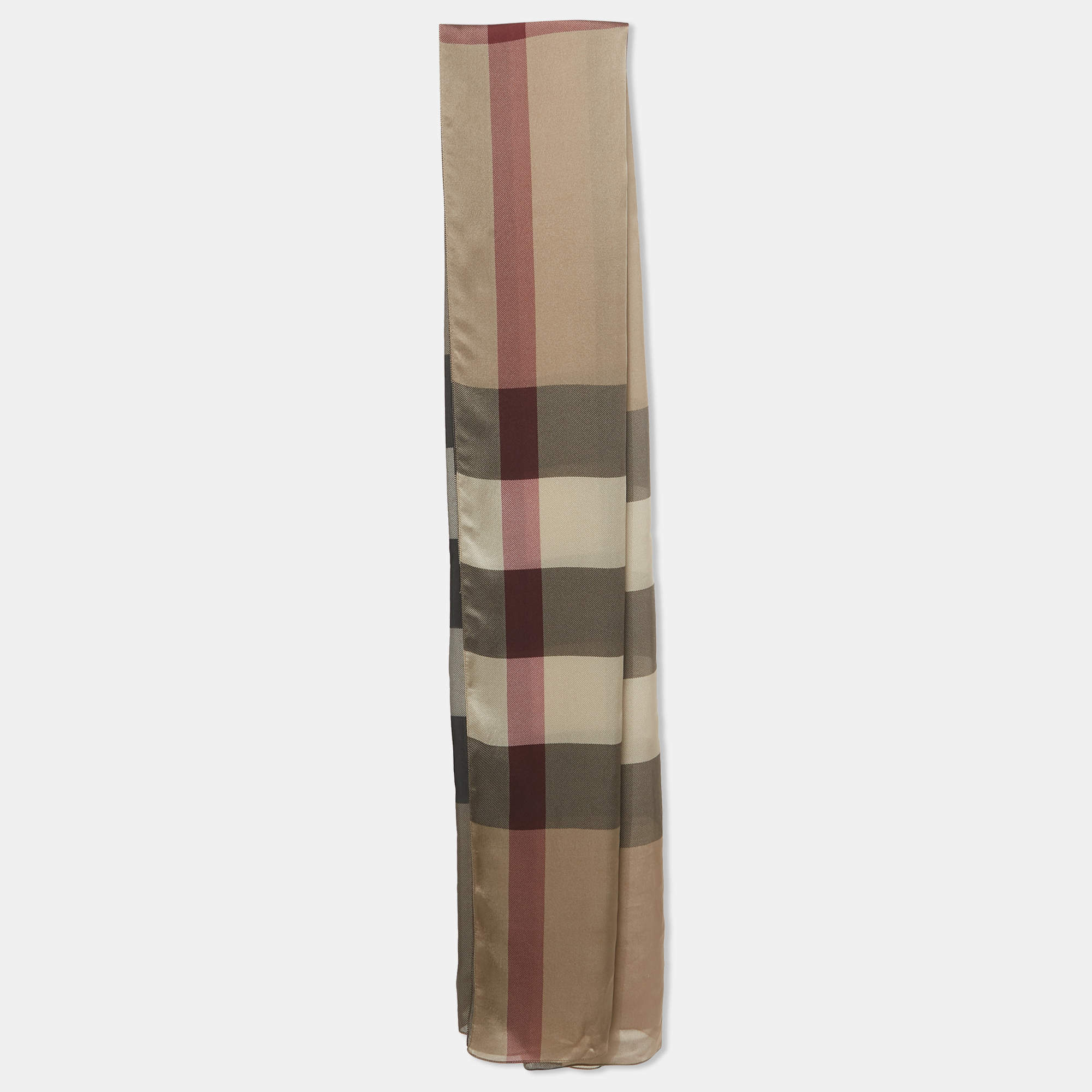 Pre Owned Burberry Beige Check Silk Stole
