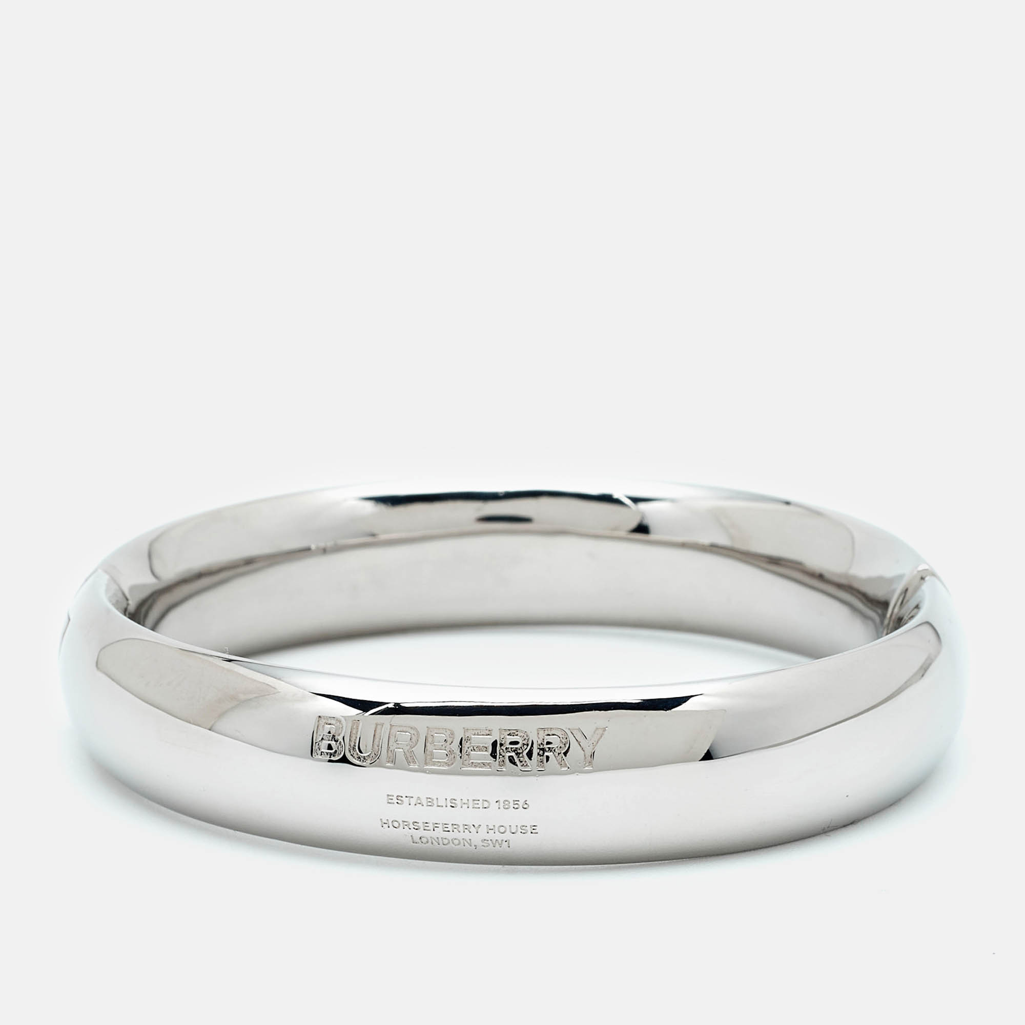 Pre Owned Burberry Silver Tone Bangle Bracelet