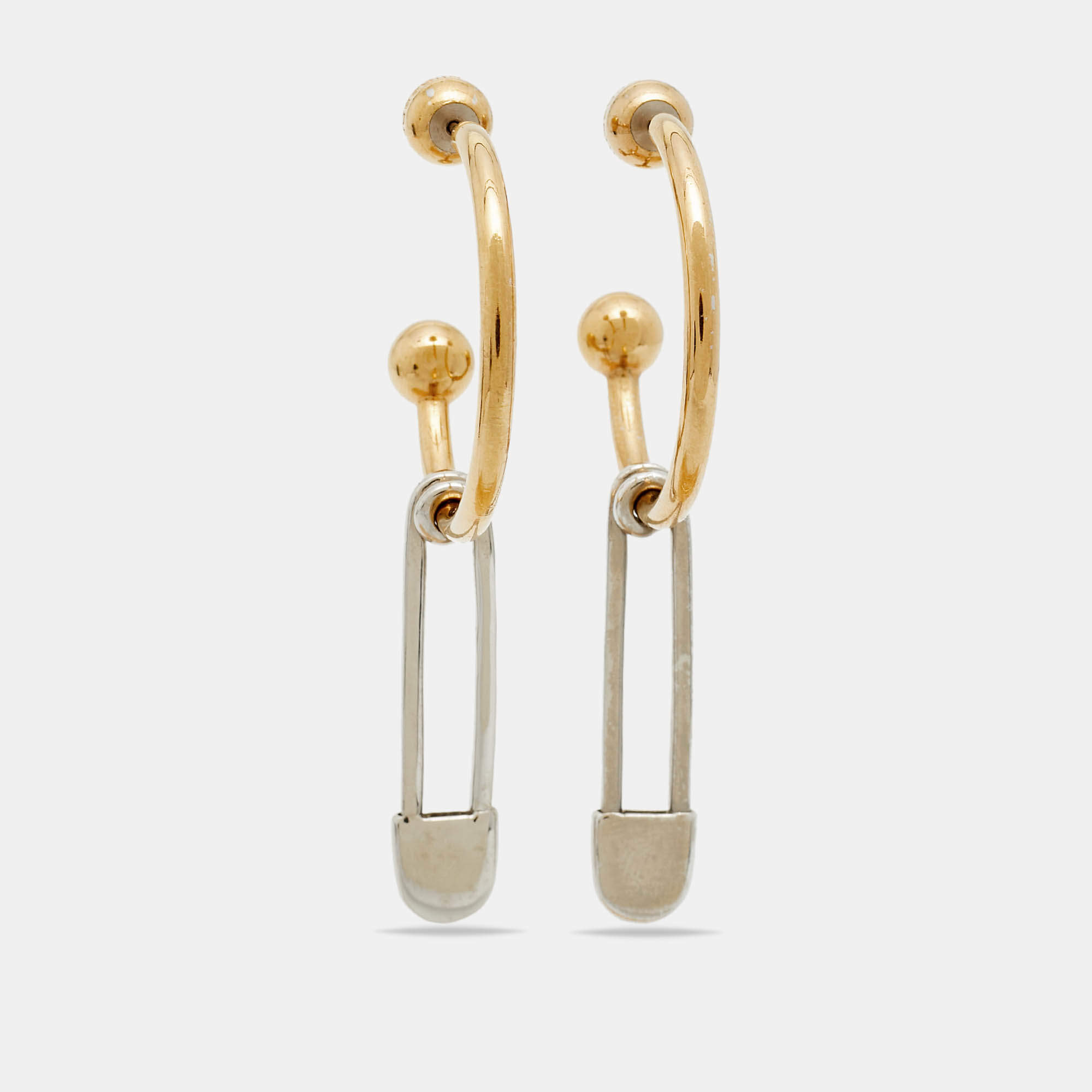 مملوكة مسبقًا Burberry Kilt Pin Two Tone Metal Tube Hoop Earrings