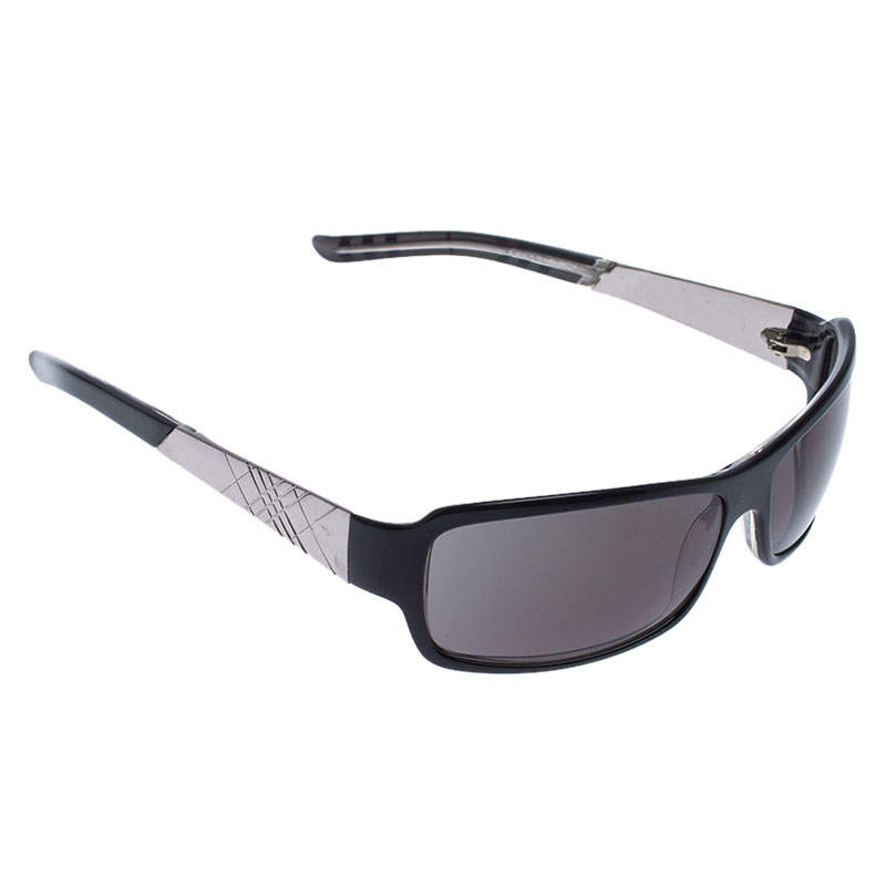 Pre Owned Burberry Black/Grey 8436/S Rectangle Sunglasses 