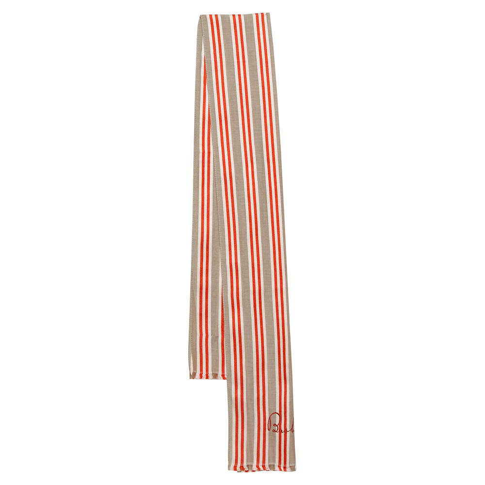 مملوكة مسبقًا Burberry Orange/Beige Stripe Silk Blend Neck Scarf
