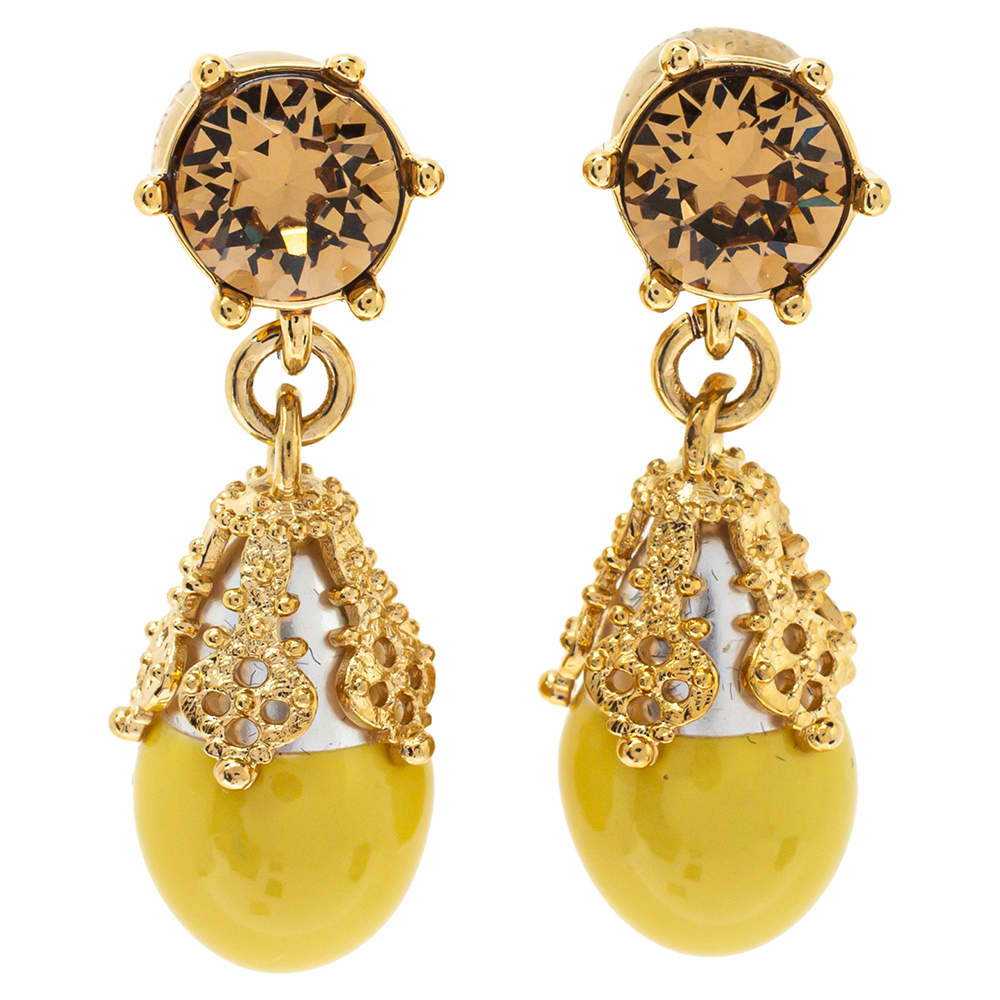Burberry Gold Plated Faux Pearl Teardrop Earrings