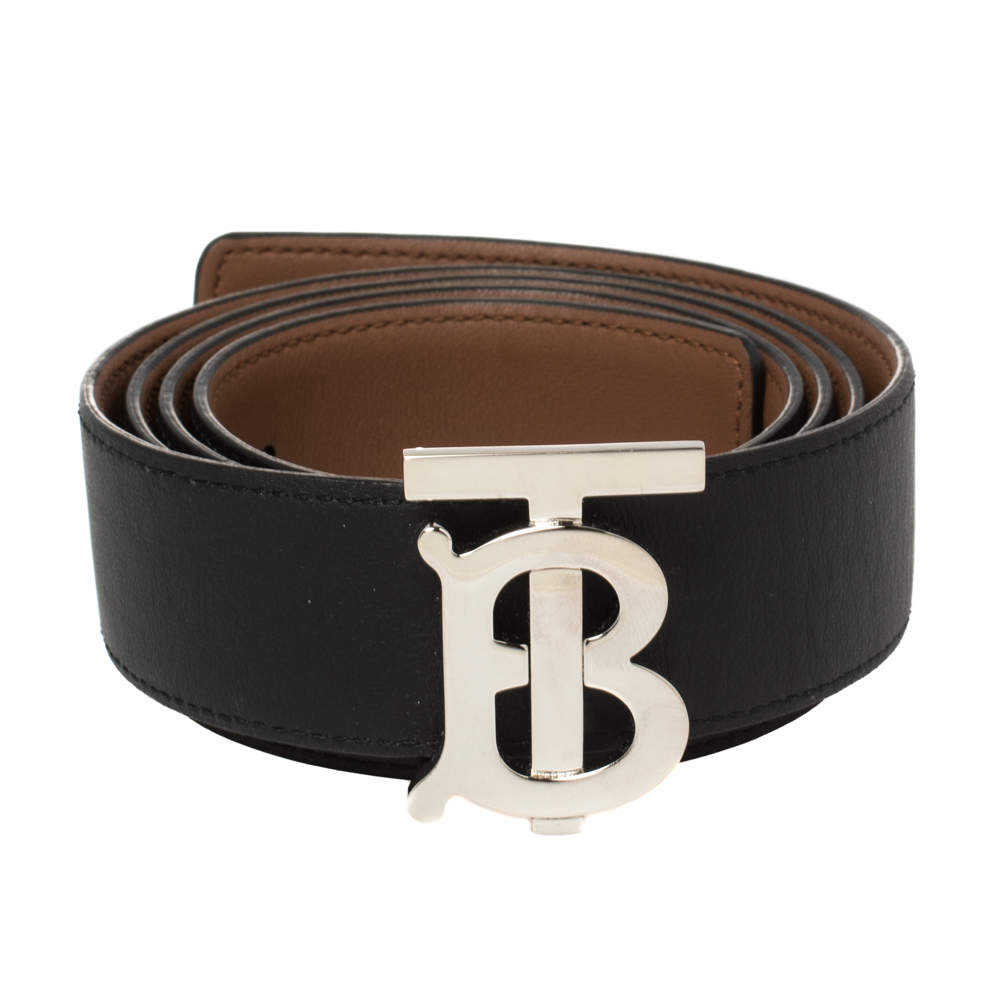 Burberry Black/Brown Leather Reversible Monogram Motif Buckle Belt M  Burberry | TLC