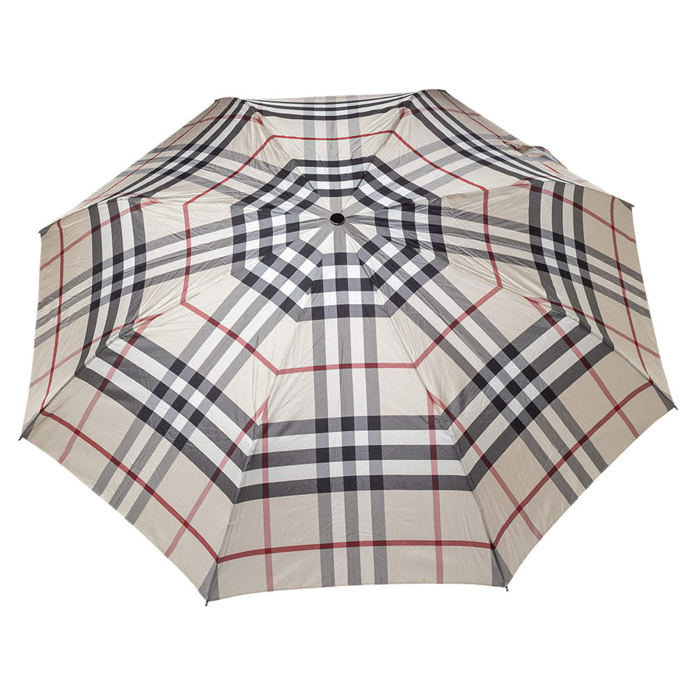 Burberry Beige Vintage Check Nylon Folding Umbrella Burberry TLC