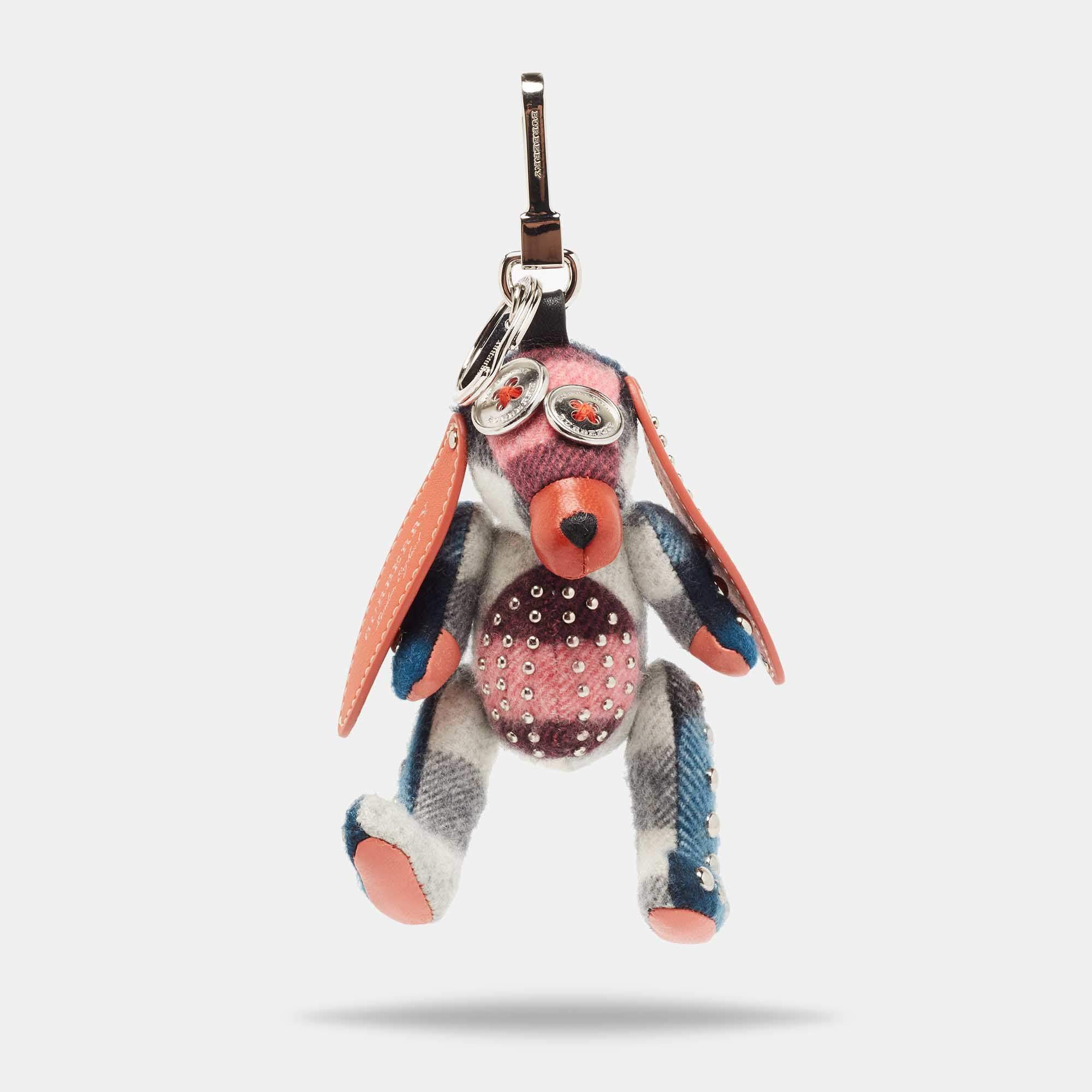 Pre Owned Burberry Multicolor Cashmere and Leather Sandra The Basset Hound Bag Charm