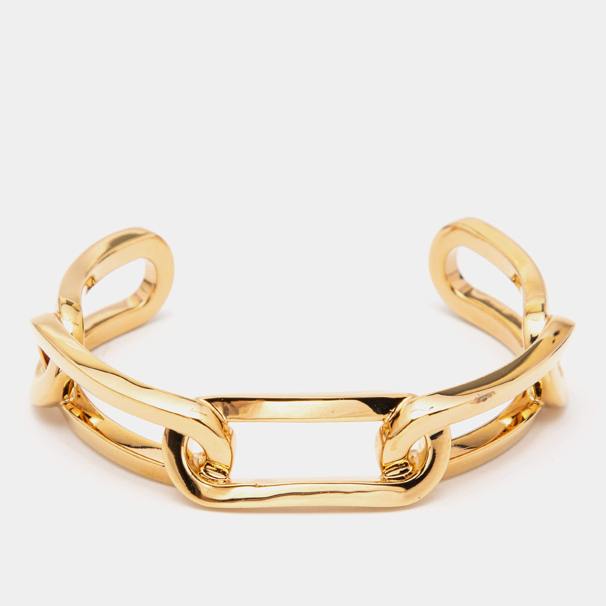 Burberry Gold Tone Chain Link Cuff Bracelet Burberry | The Luxury Closet