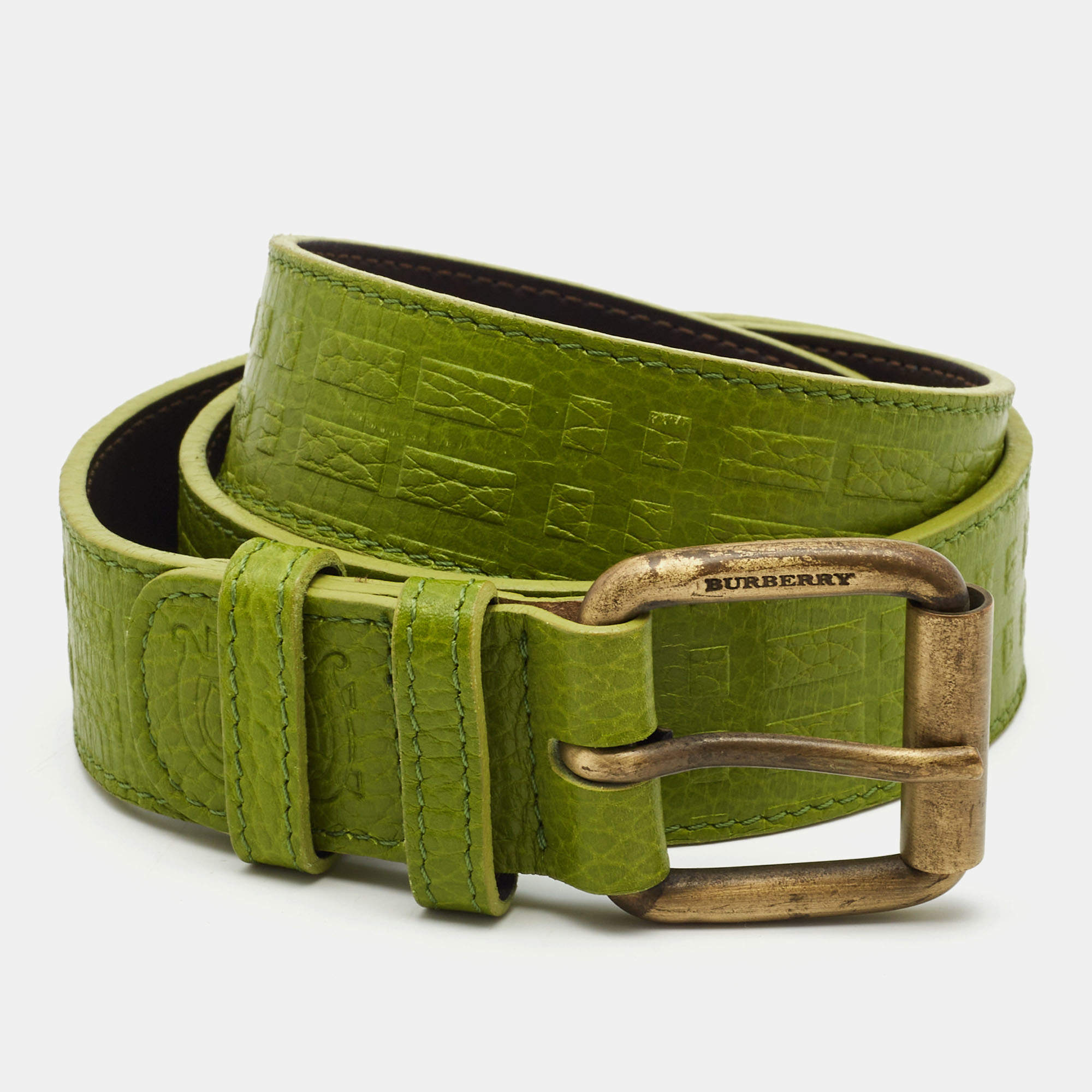 Burberry Green Leather Buckle Belt 80CM Burberry | TLC