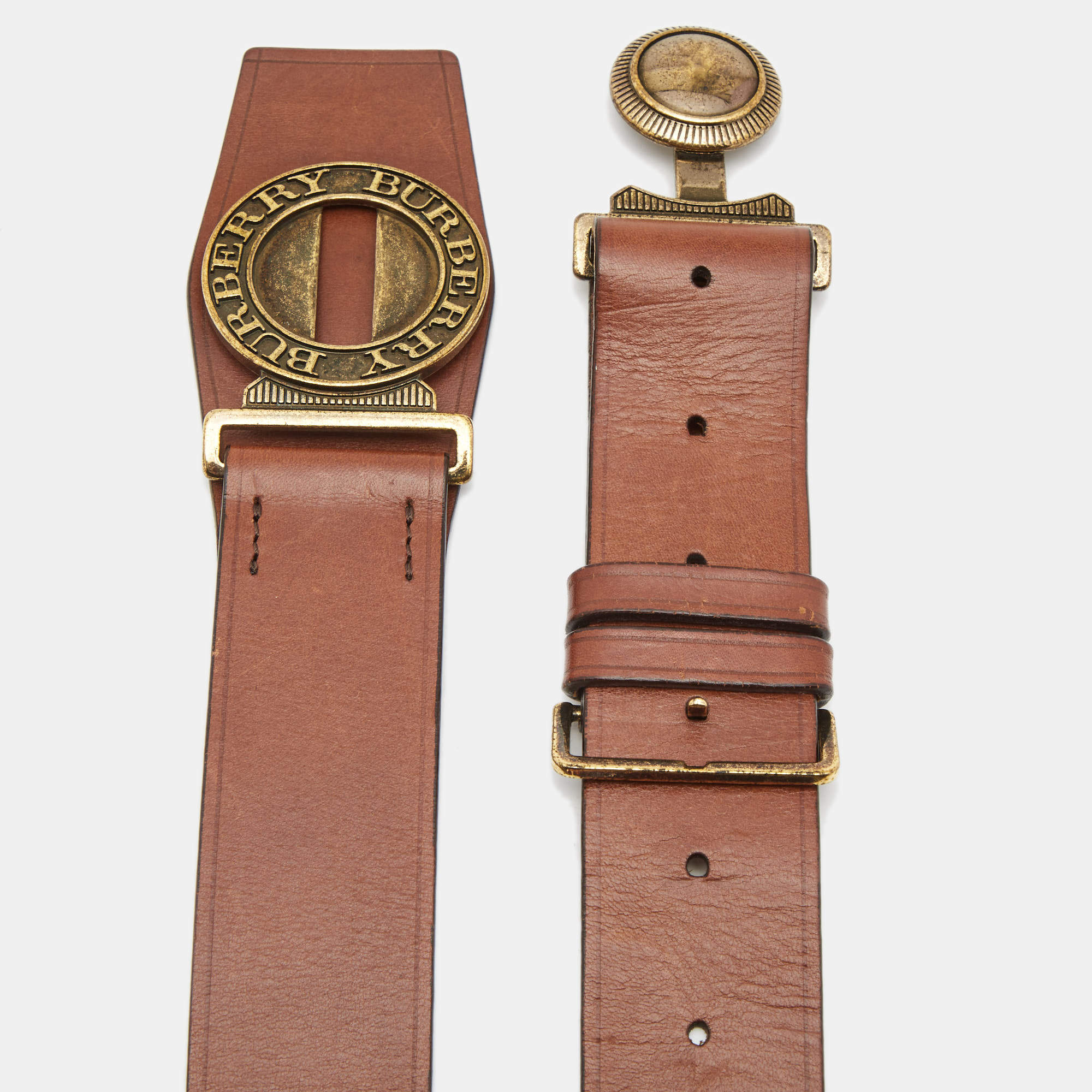 Leather belt Burberry Beige size 80 cm in Leather - 29416345