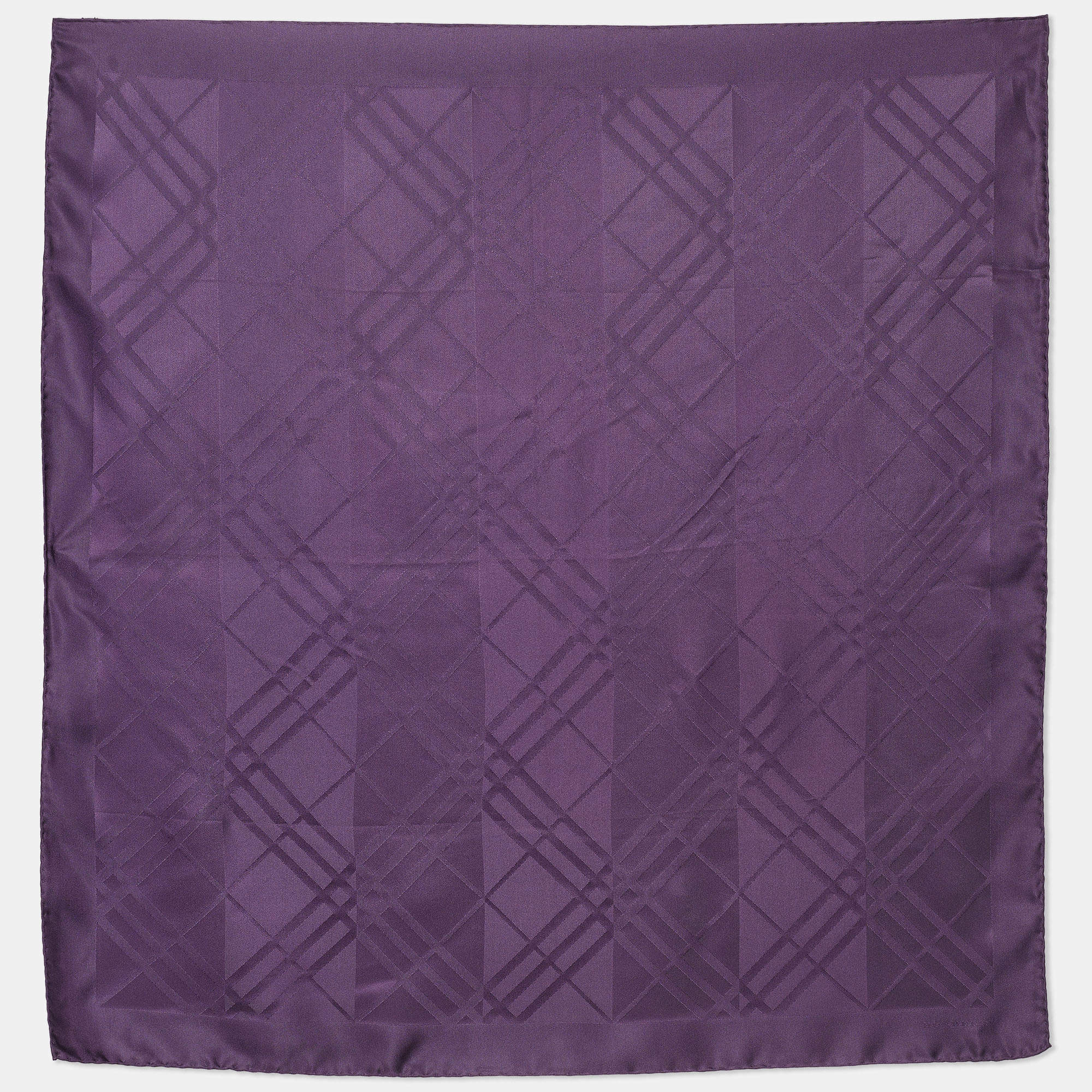 Pre Owned Burberry Purple Checkered Silk Square Scarf