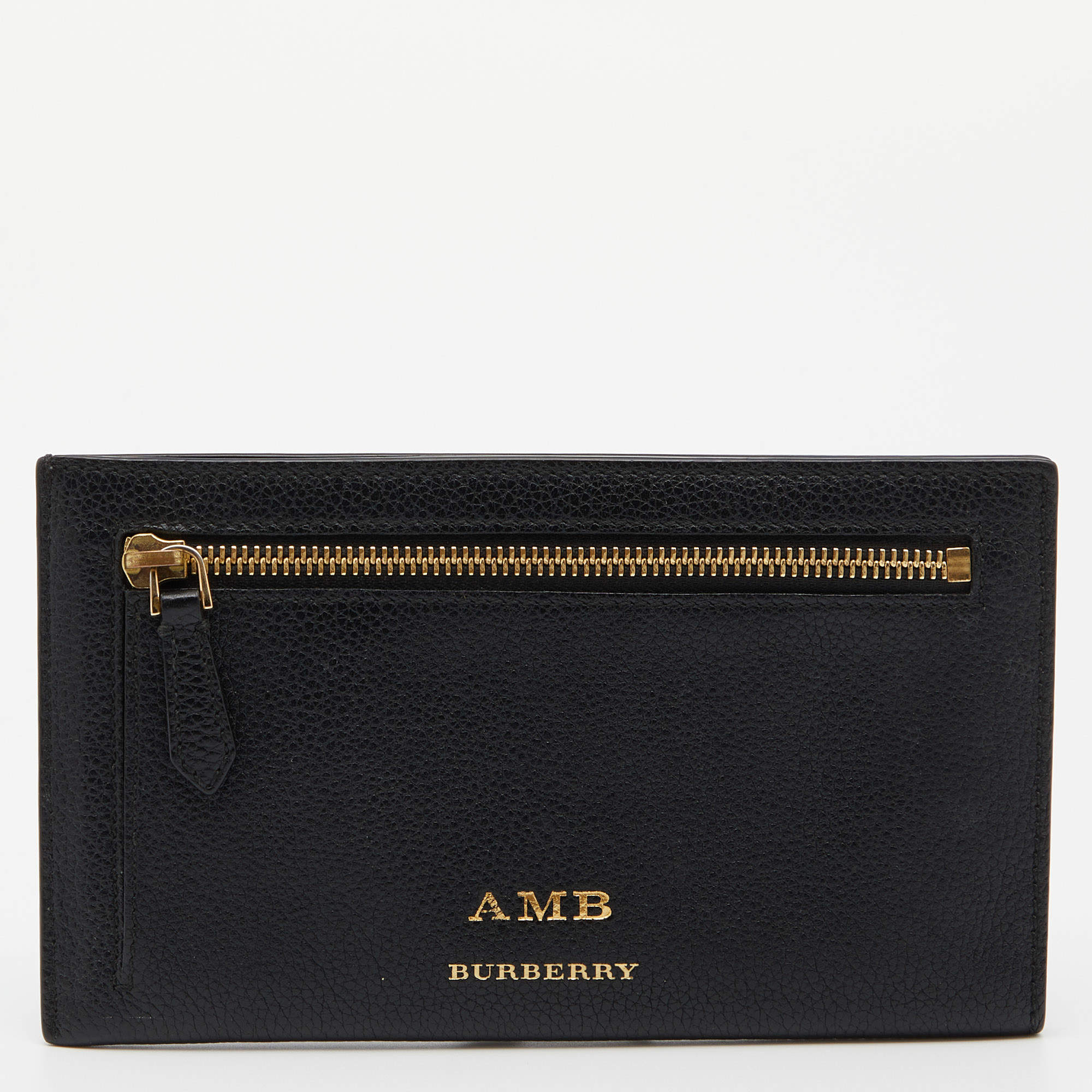  Burberry Black Leather Document Travel Pouch