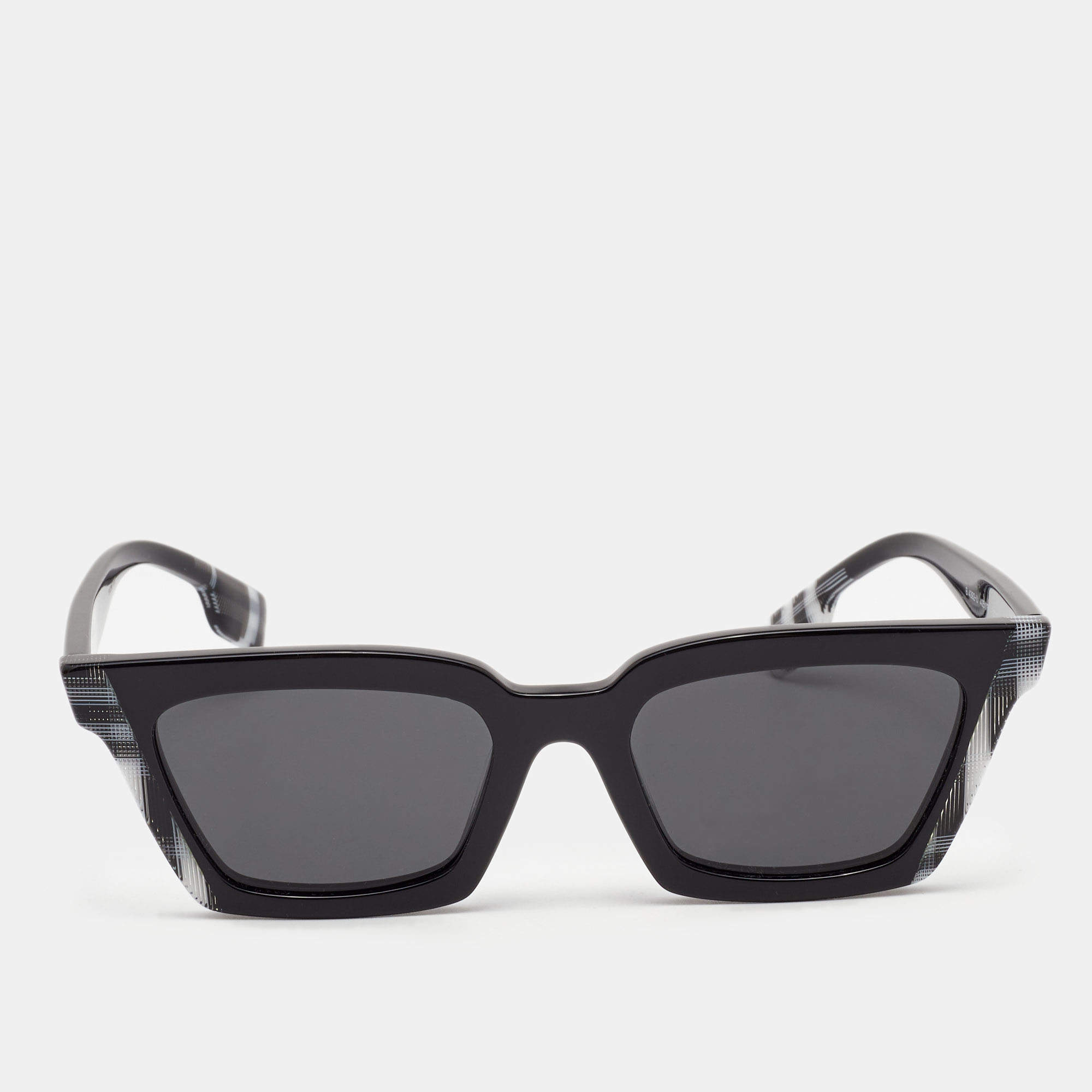 Burberry Black/Grey 4392-U Check Detail Rectangle Sunglasses
