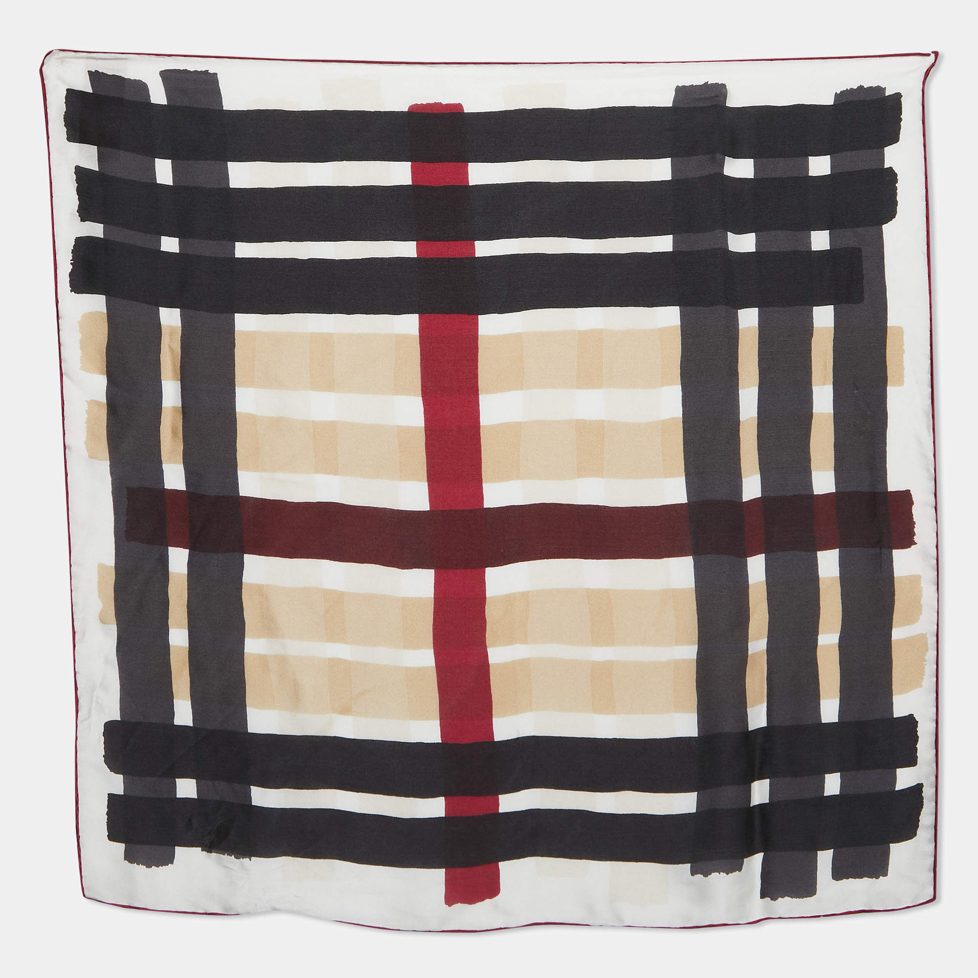 【関税&送料込】Burberry Ss M Chk Silk Square Check Silk Scarf in Scarlet | Burberry® Official