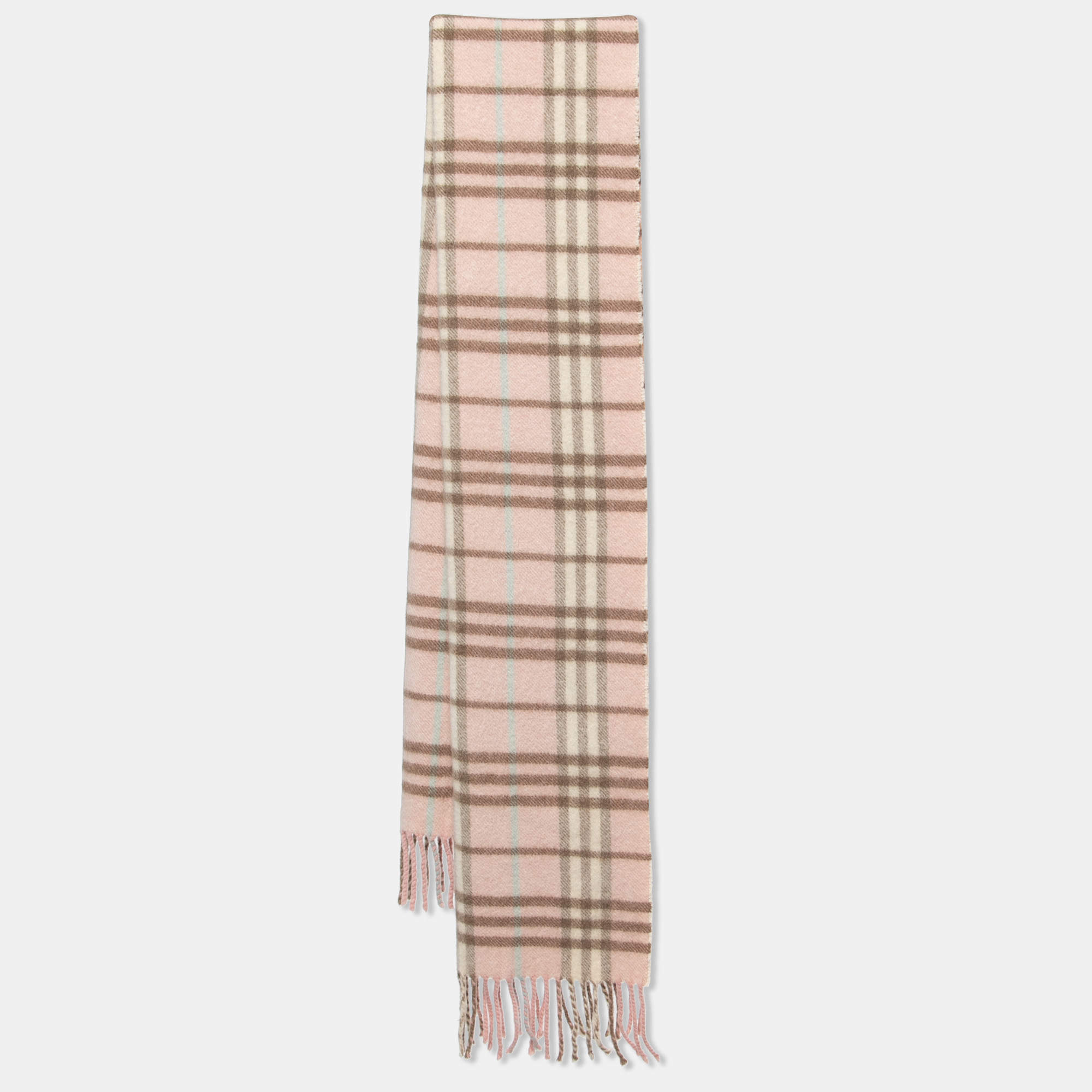 مملوكة مسبقًا Burberry Pink Nova Check Cashmere Fringed Stole
