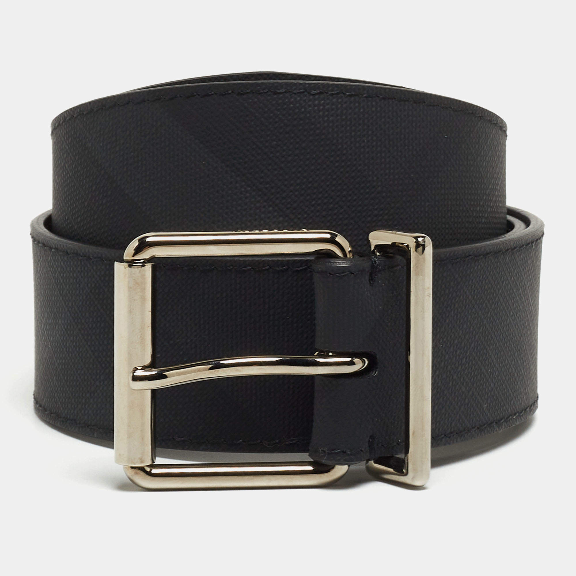 Pre Owned Burberry London Check PVC and Leather Buckle Belt 85CM