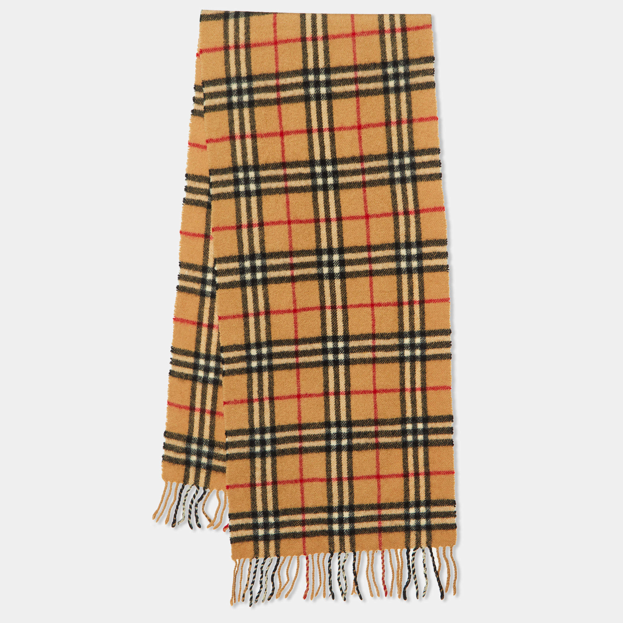 Pre Owned Burberry Vintage Beige Nova Check Wool Stole