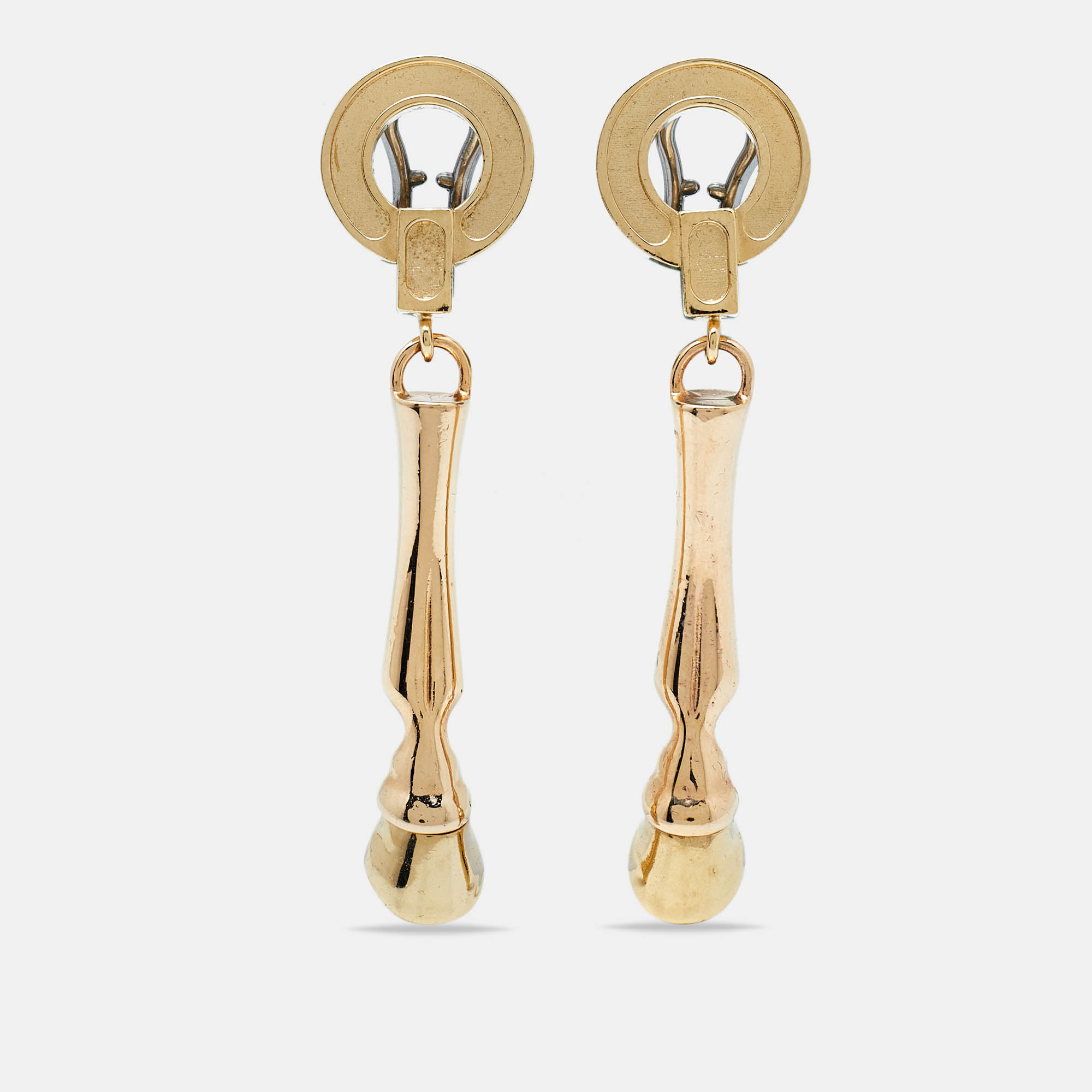 Burberry Two-Tone Horse Hoof Clip On Earrings