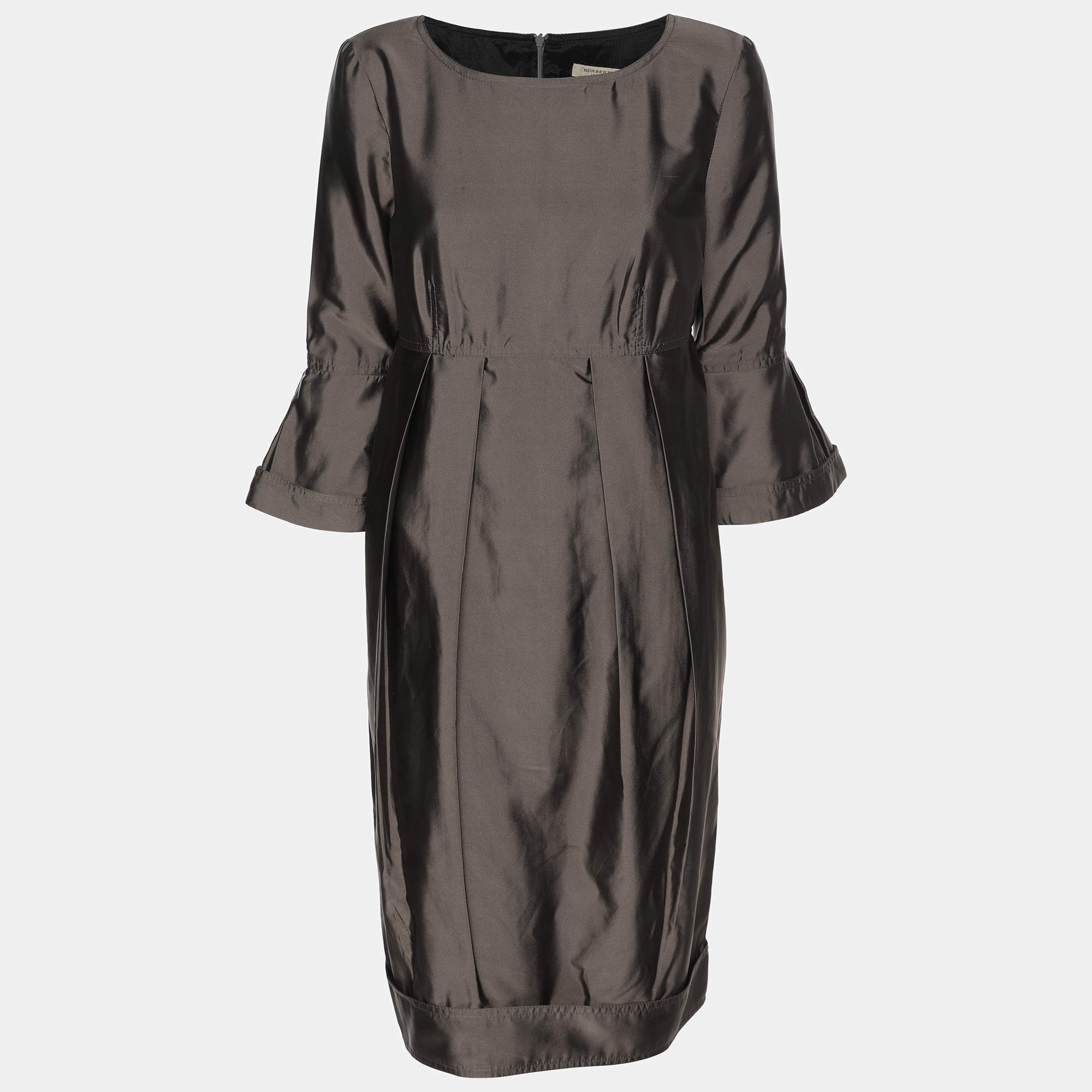 Burberry Grey Silk Midi Dress S