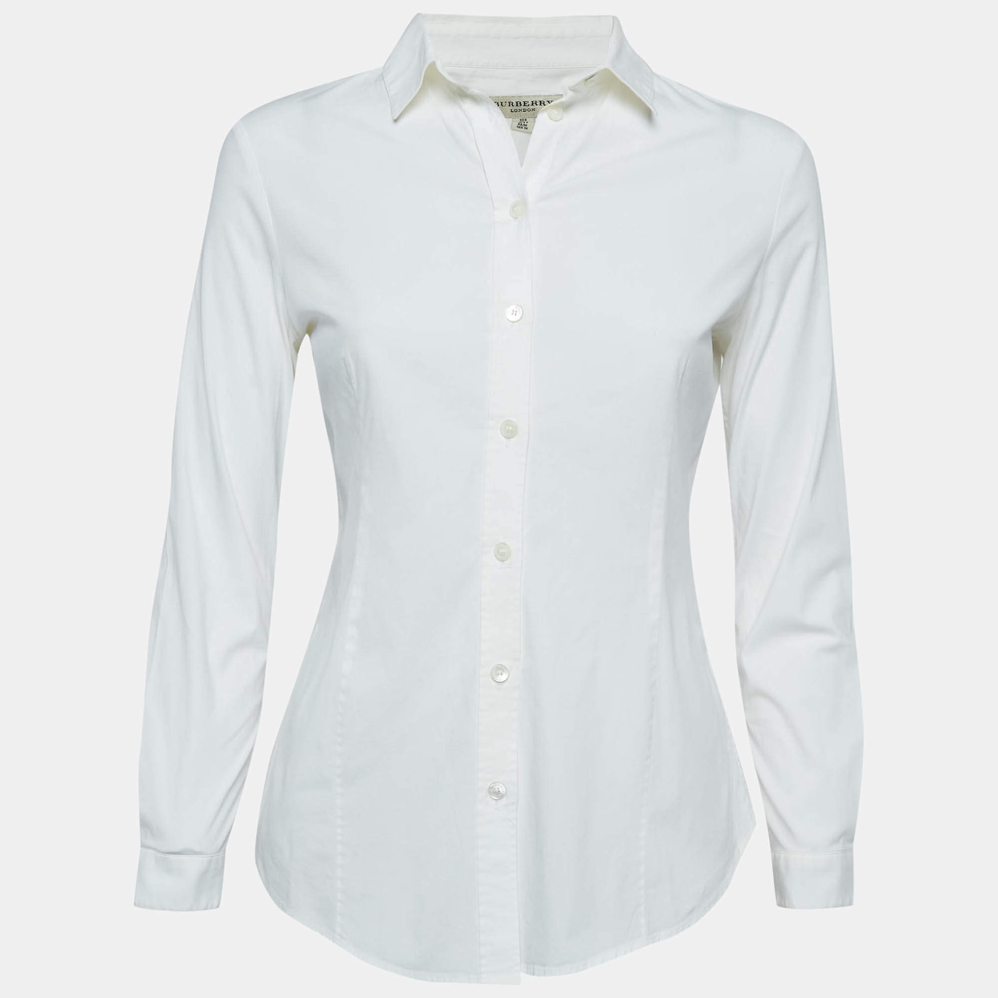 Burberry White Cotton Button Front Shirt S