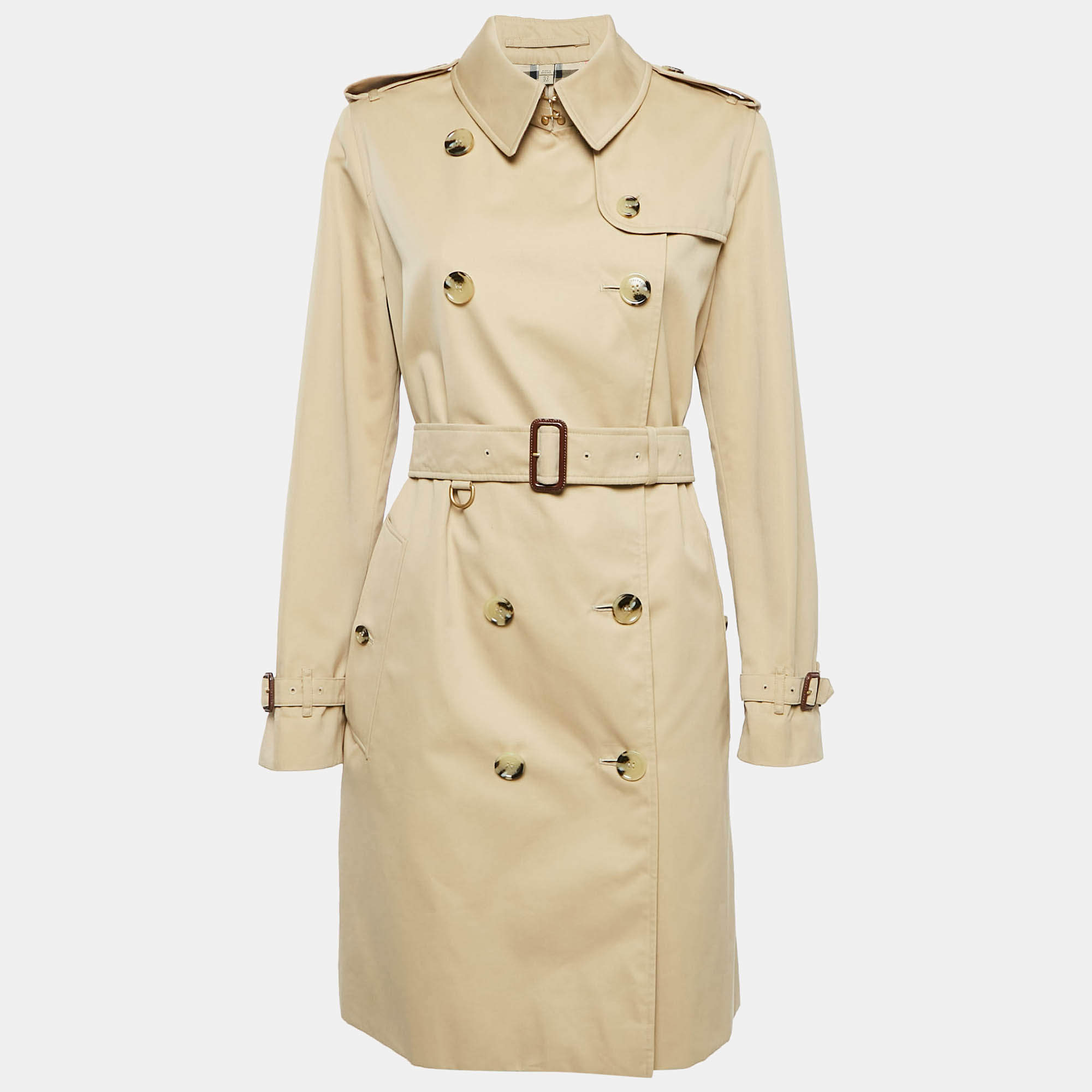 Pre Owned Burberry Beige Gabardine Cotton Double Breasted Trench Coat M