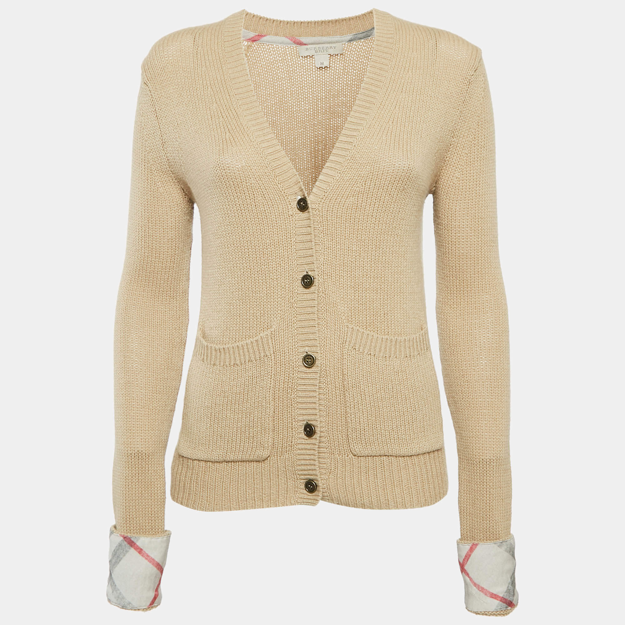 Burberry Beige Wool Blend Buttoned Cardigan M