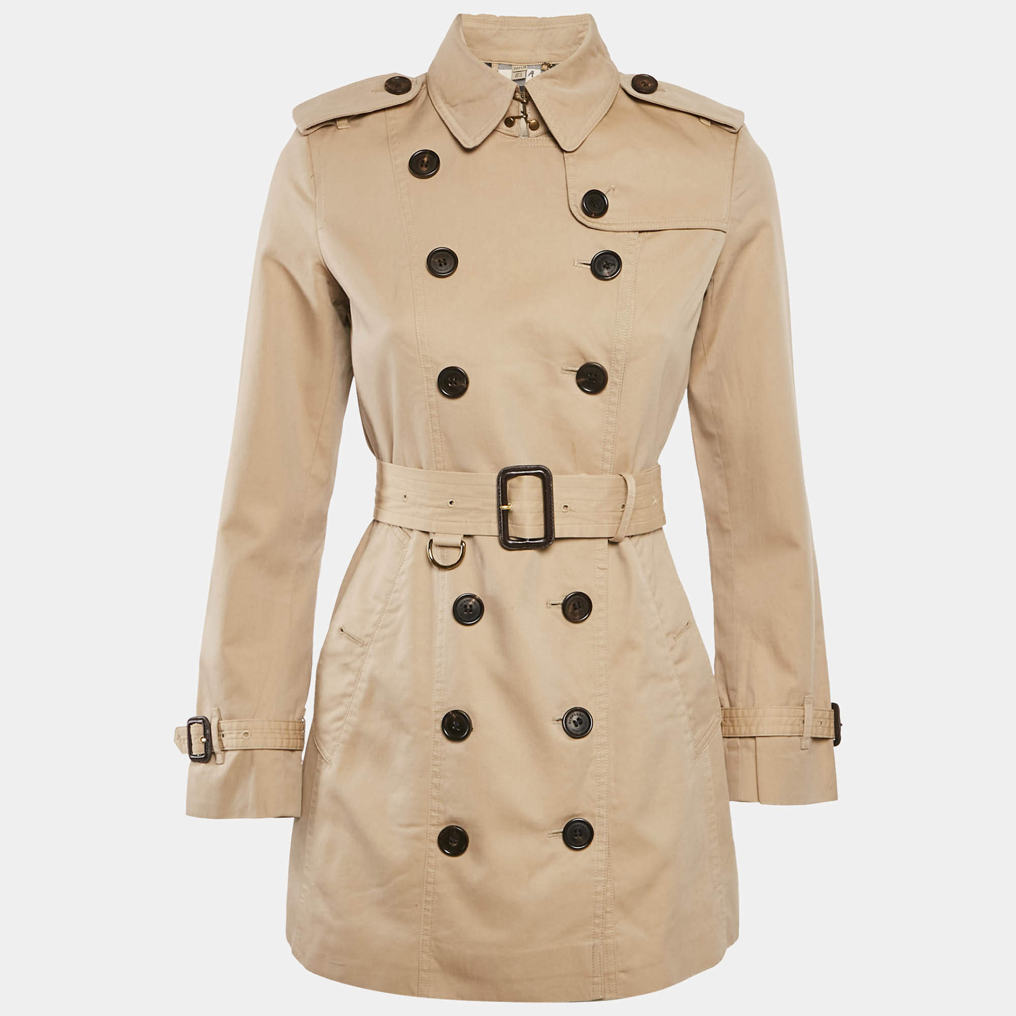 Pre Owned Burberry Beige Gabardine Trench Coat M