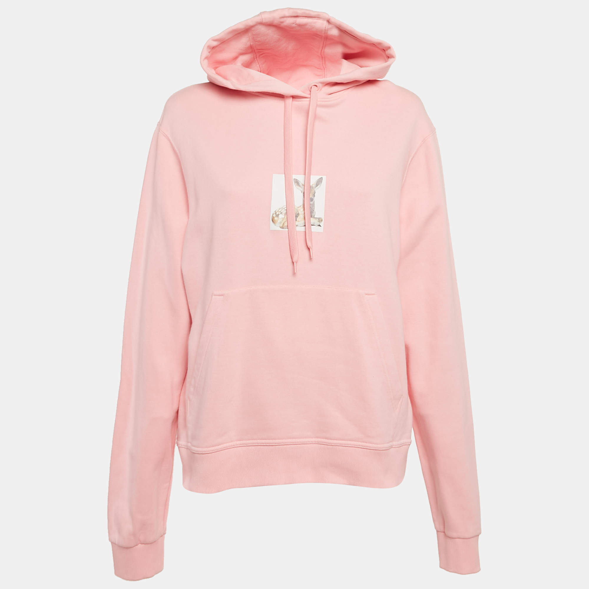 Pre Owned Burberry Pink Junnes Print Cotton Knit Hoodie M