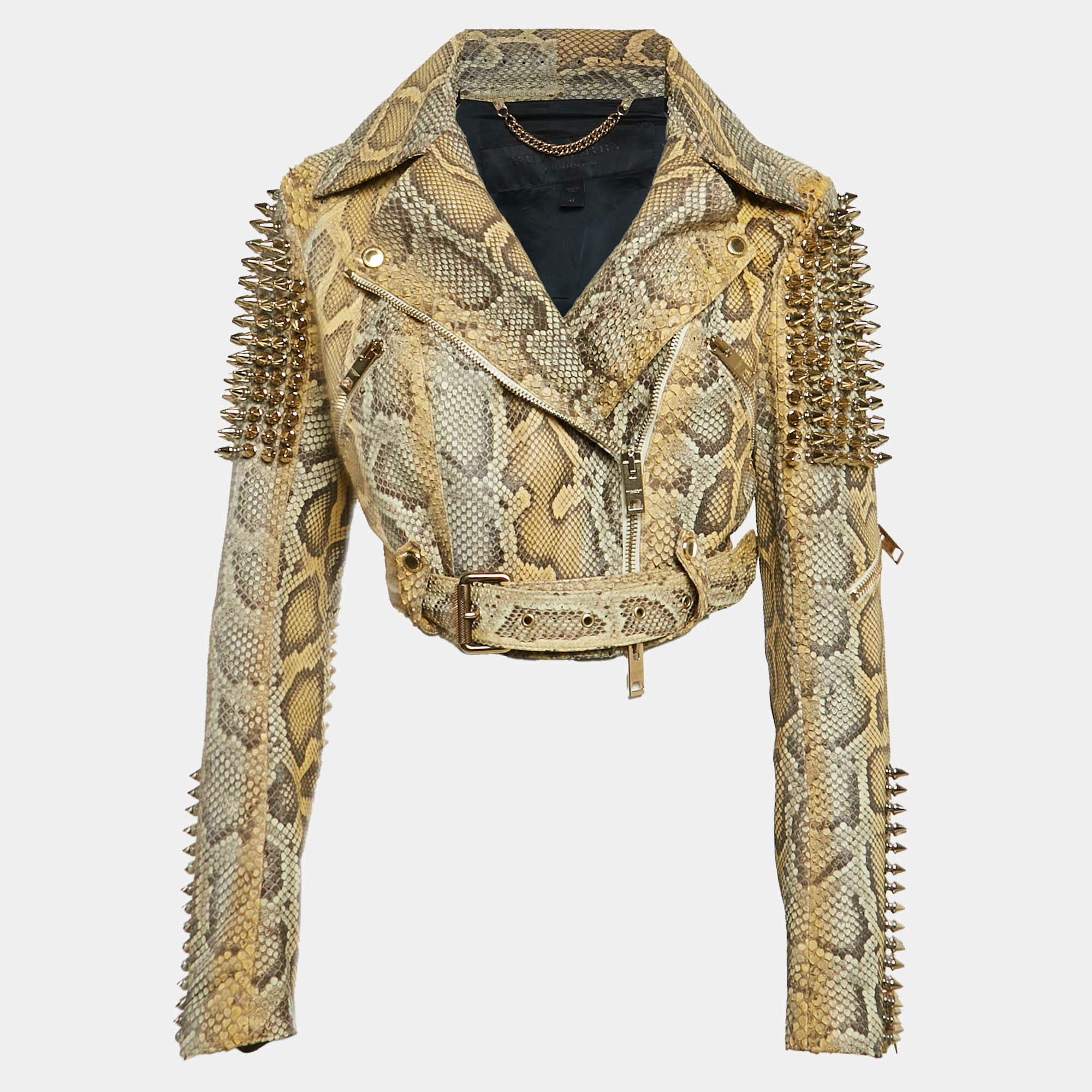 Burberry Prorsum Studded Python Leather Moto Jacket M