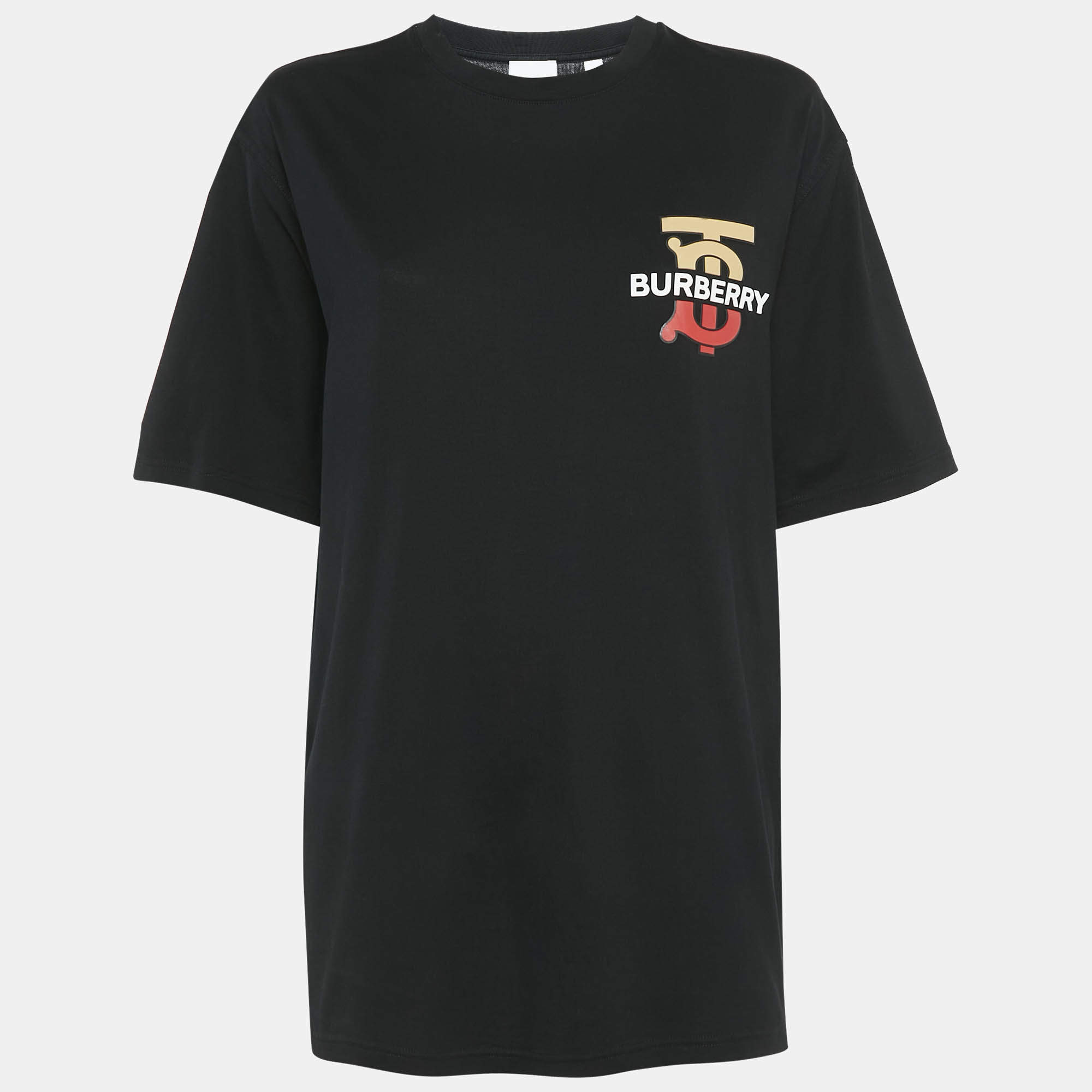 Burberry Black Logo Print Cotton Crew Neck T-Shirt M