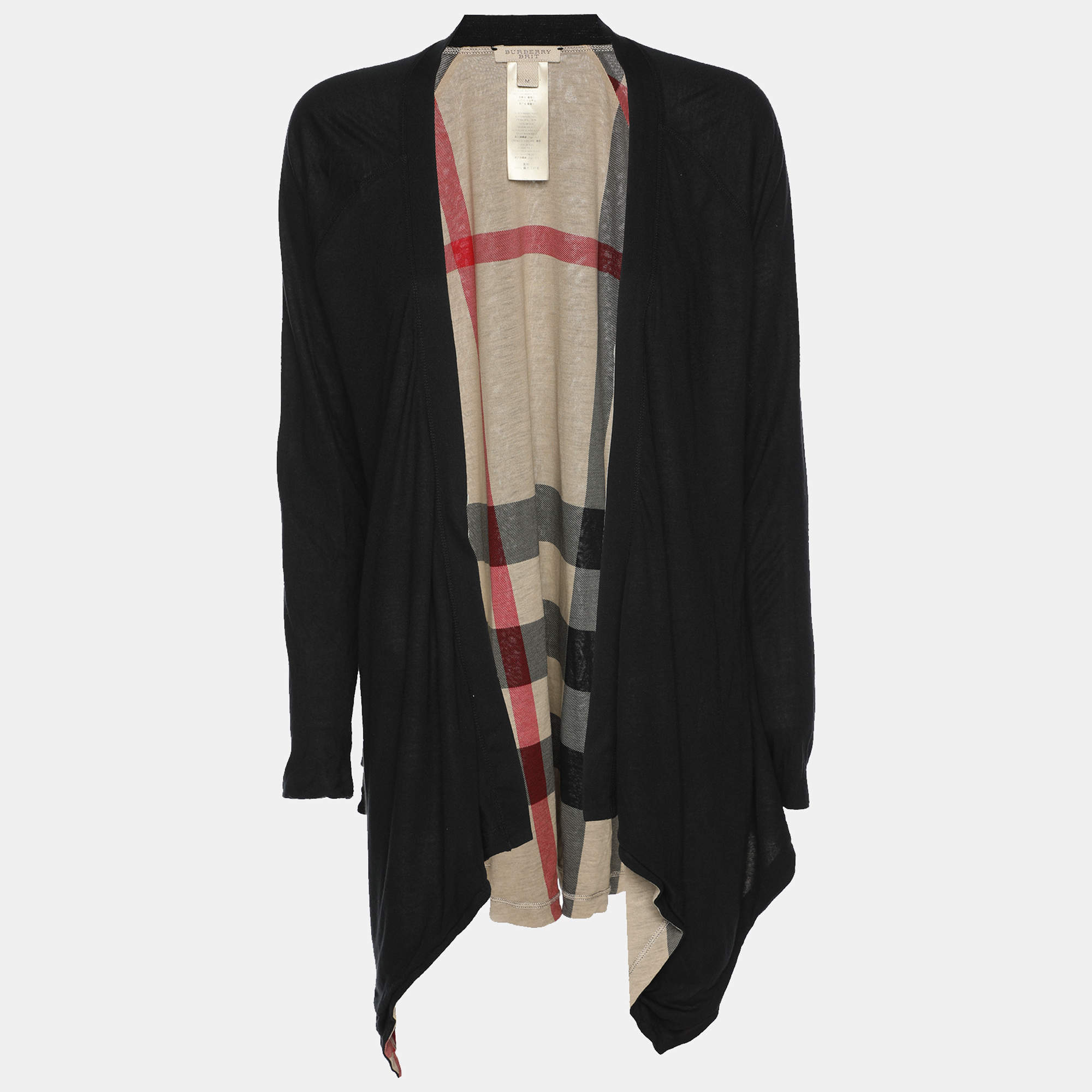 Burberry Black Modal Reversible Open Front Cardigan M