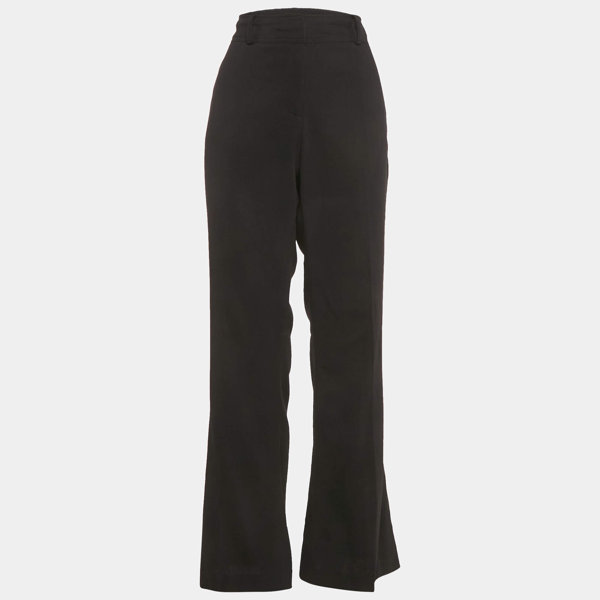 Burberry Black Wool Crepe Flared Trousers M