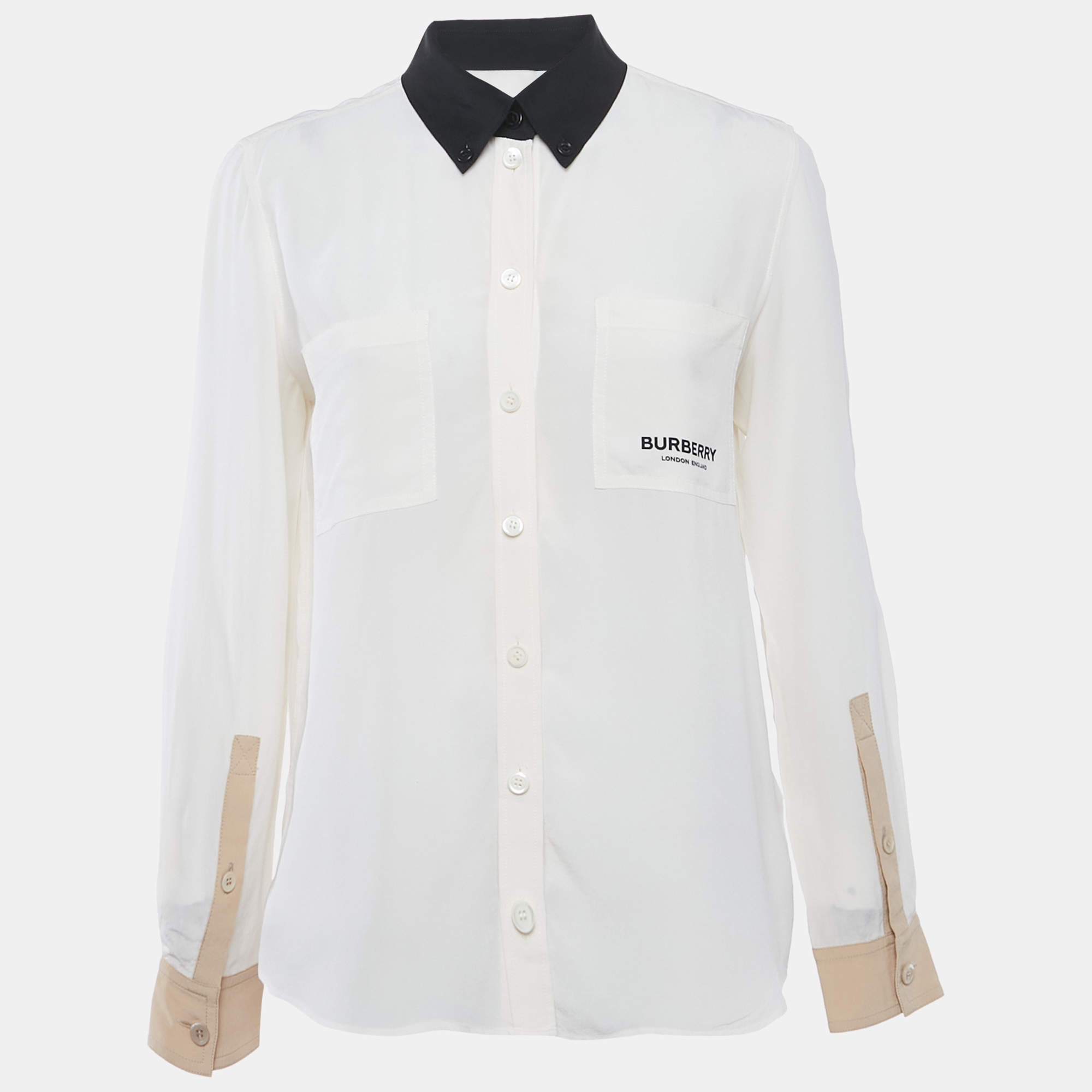 Pre Owned Burberry Natural White Button Front Annette Shirt S