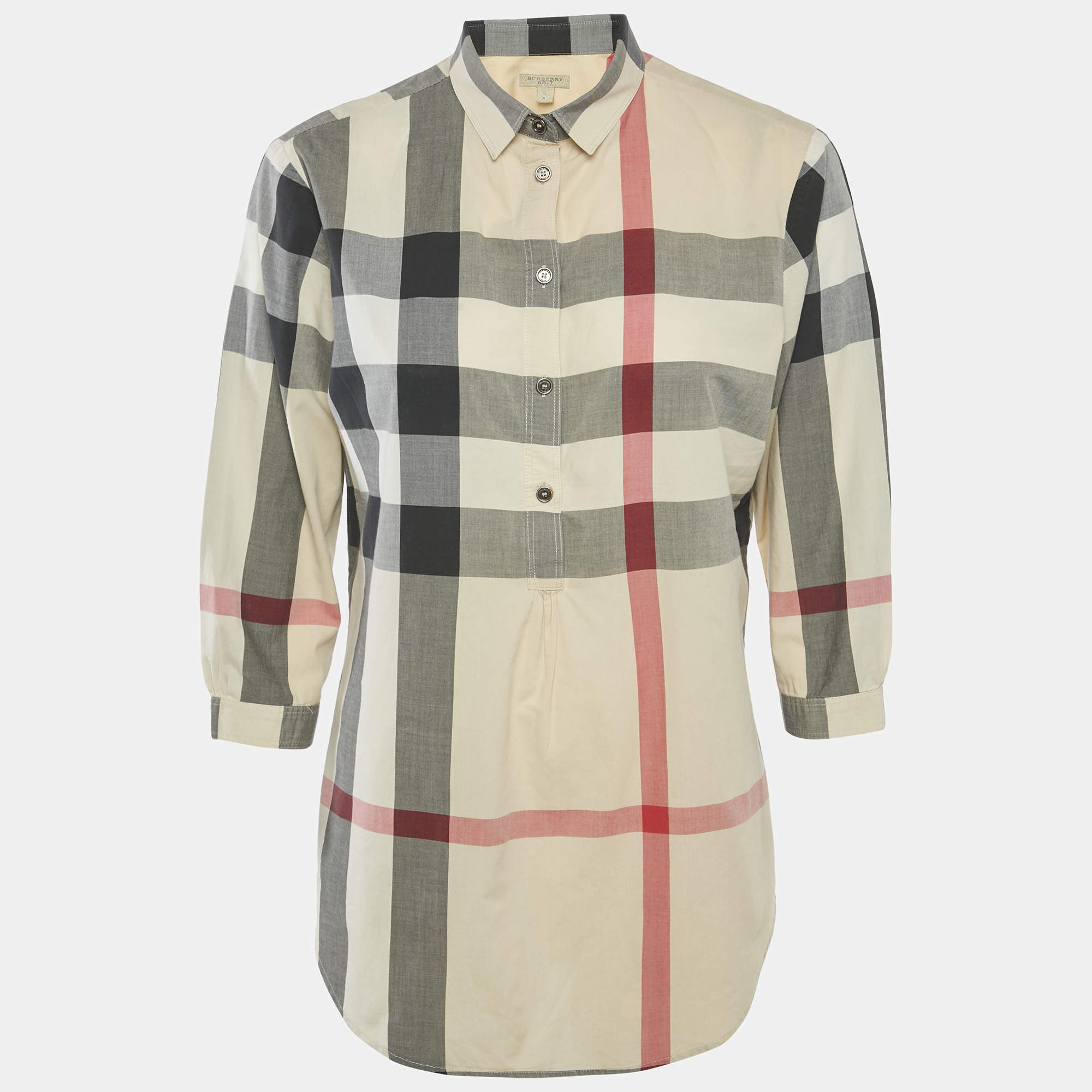 Burberry Brit Beige Checks Cotton Tunic S