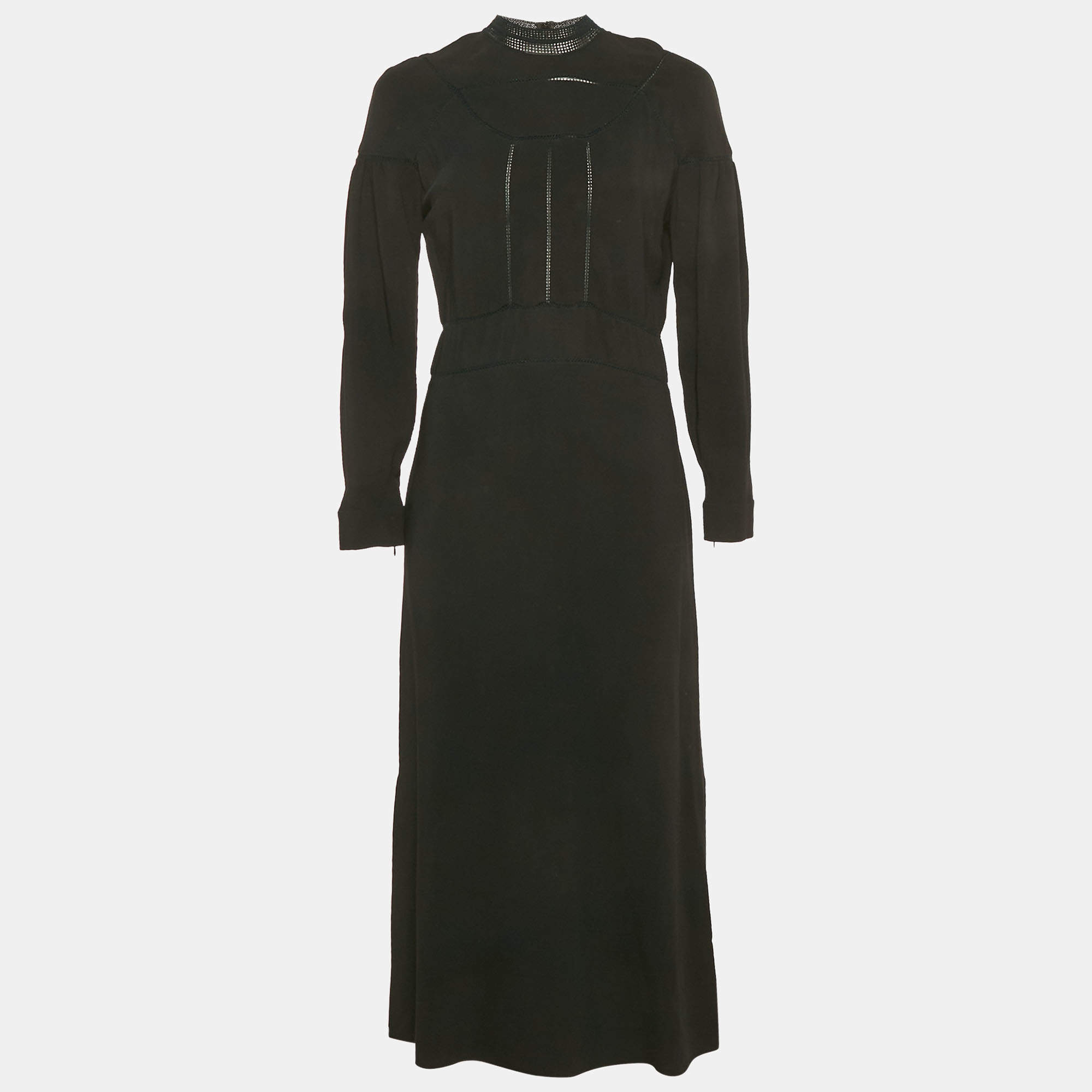 ワンピース BURBERRY Embroidered Wool Dress Check Wool Blend Dress in Pasture/black - Women, Nylon