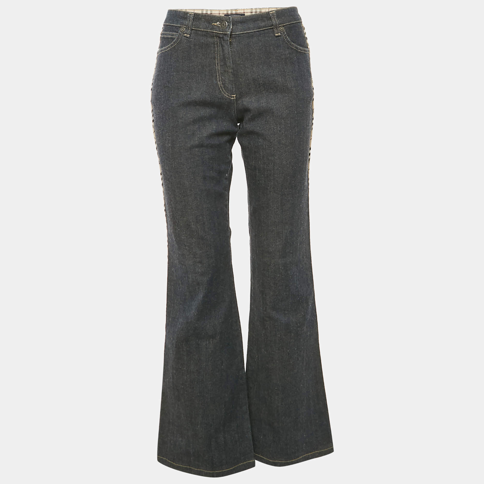 Pre Owned Burberry Navy Blue Denim Flared Jeans M Waist 29"