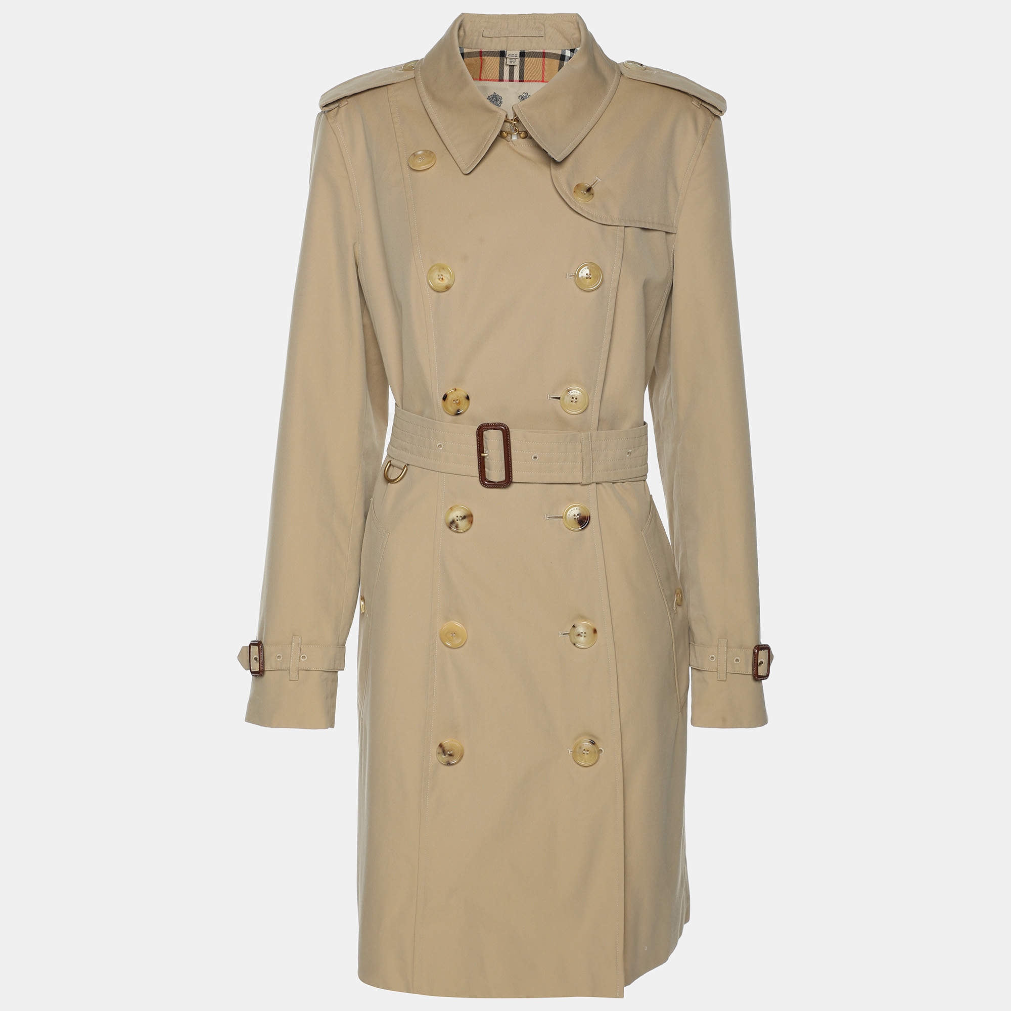 مملوكة مسبقًا Burberry Beige Cotton Trench Coat L