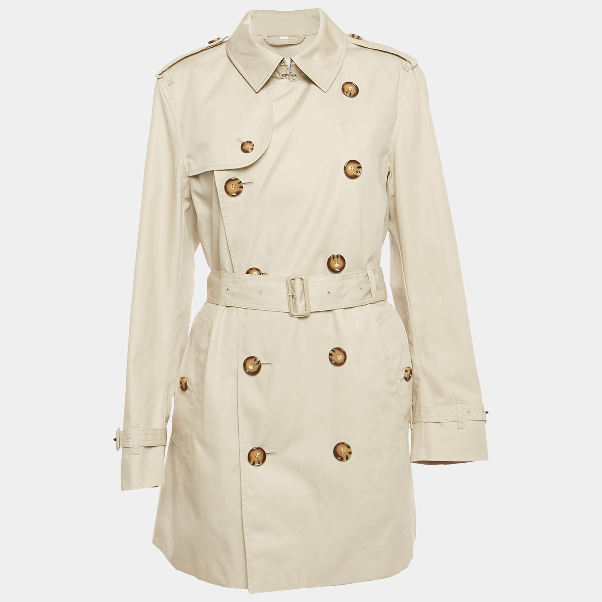 Pre Owned Burberry Beige Cotton Double Breasted Trench Coat L